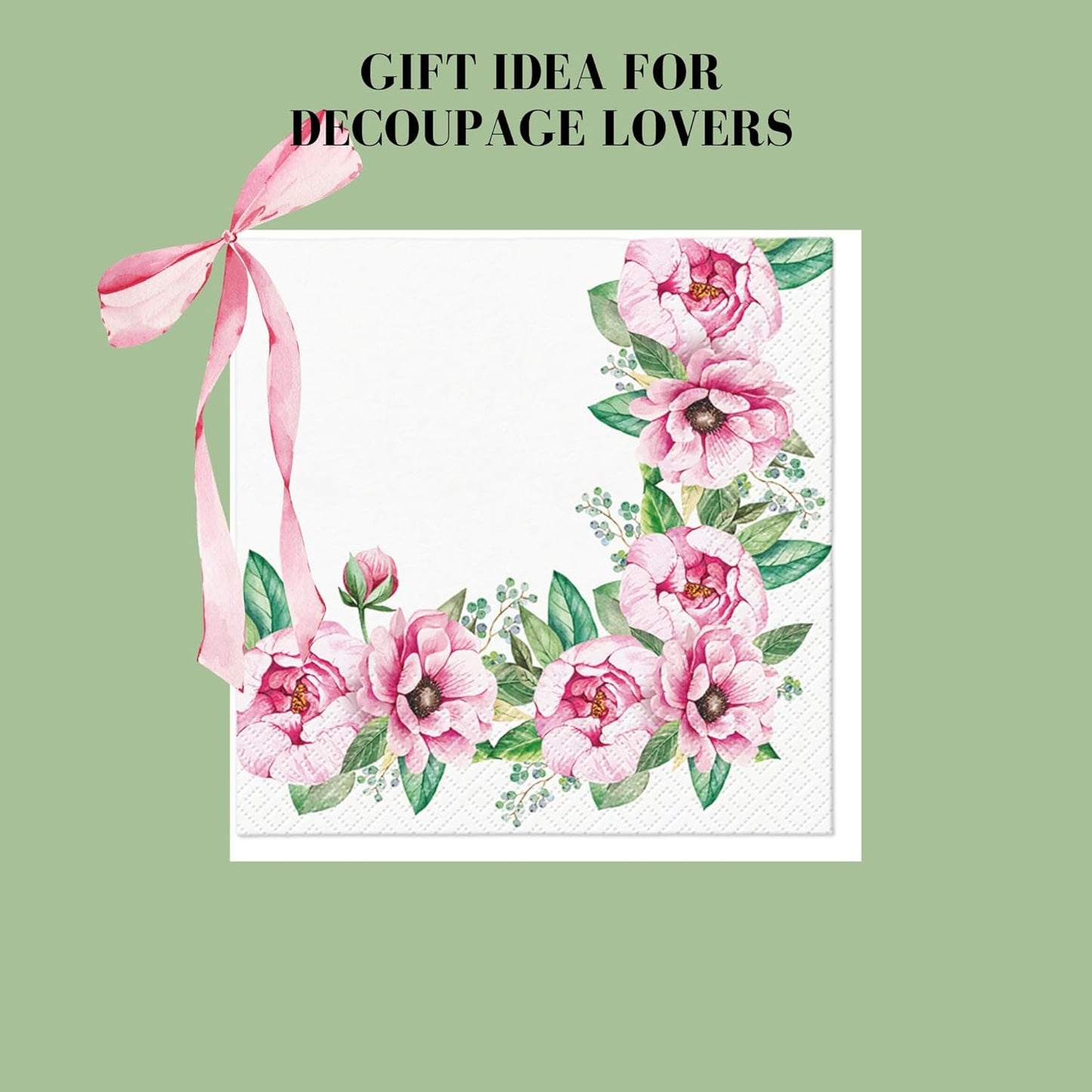 20-ct 13x13 Flowers Paper Luncheon Decoupage Napkins, 3-Ply Servilletas Printed Flower Twigs Round Cocktail Napkin for Art, Dinner and Party, Disposable Napkins Decor
