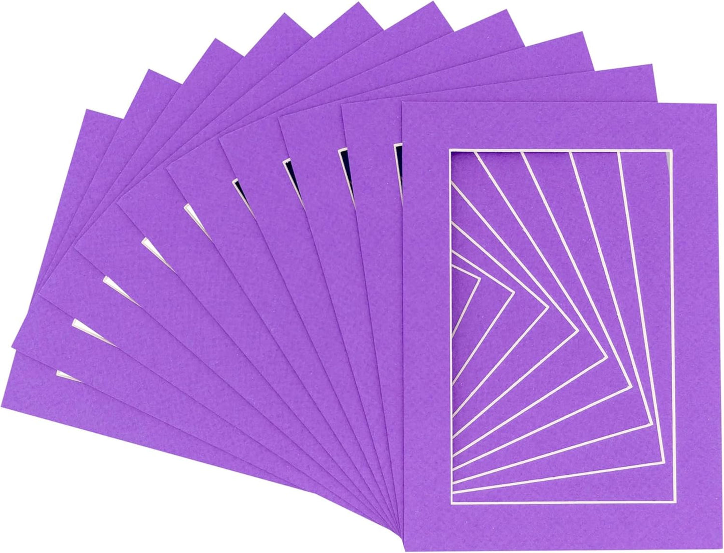 5x7 Mat for 8.5x11 Frame - Precut Mat Board Acid-Free Show Kit with Backing Board, and Clear Bags Purple 5x7 Photo Matte Made to Fit a 8.5x11 Picture Frame Matboard for Framing, Pack of 100 Mats
