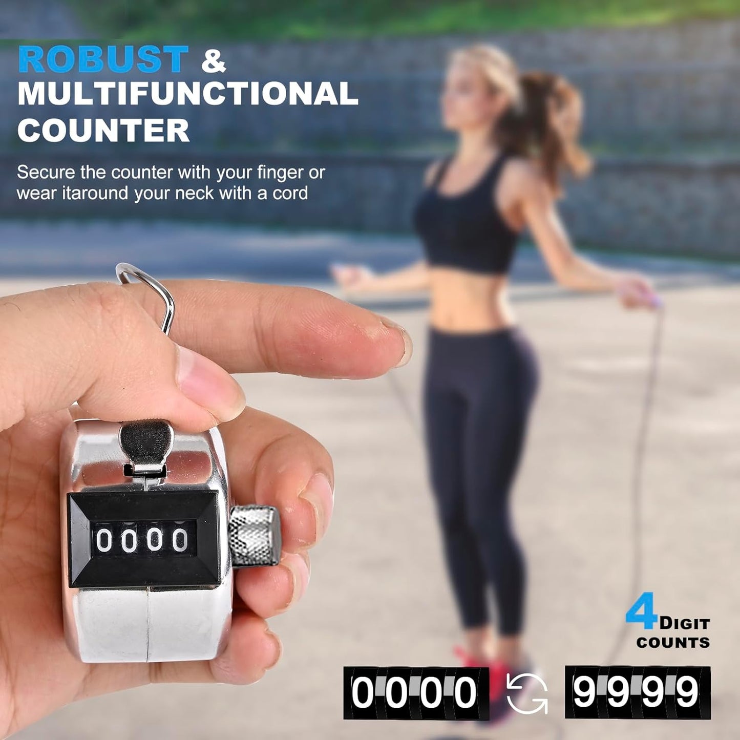 Metal Tally Counter Clicker Counter Handheld Pitch Counter, Manual Mechanical 4-Digit Number Click Counter, One Hand Counter Clicker Digital Counting for Coaching Knitting People Lap Fishing Golf&Row