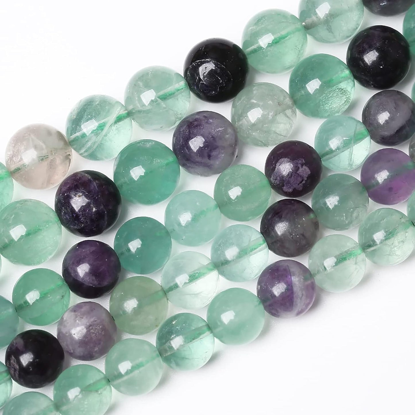 38pcs 10mm Natural Stone Beads Fluorite Gemstone Round Loose Beads for Jewelry Making DIY Bracelet Necklace 15"