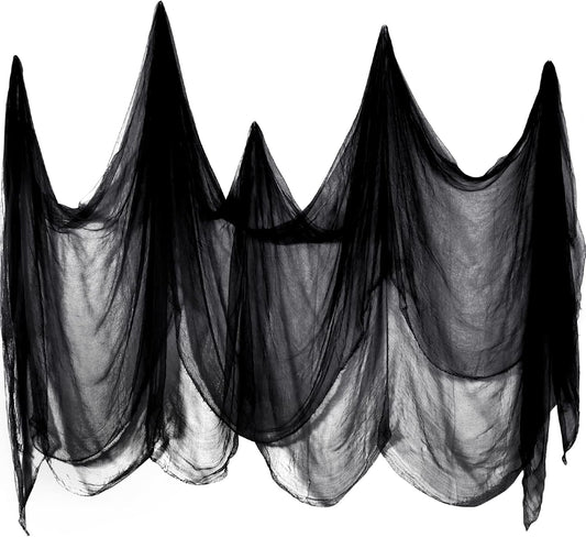Boao Halloween Cheese cloth 39.37 x 393.7 Inch Black Cheesecloth Roll for Crafts Large Cotton Muslin Gauze Fabric for Halloween Outdoor & Indoor Spooky Decoration