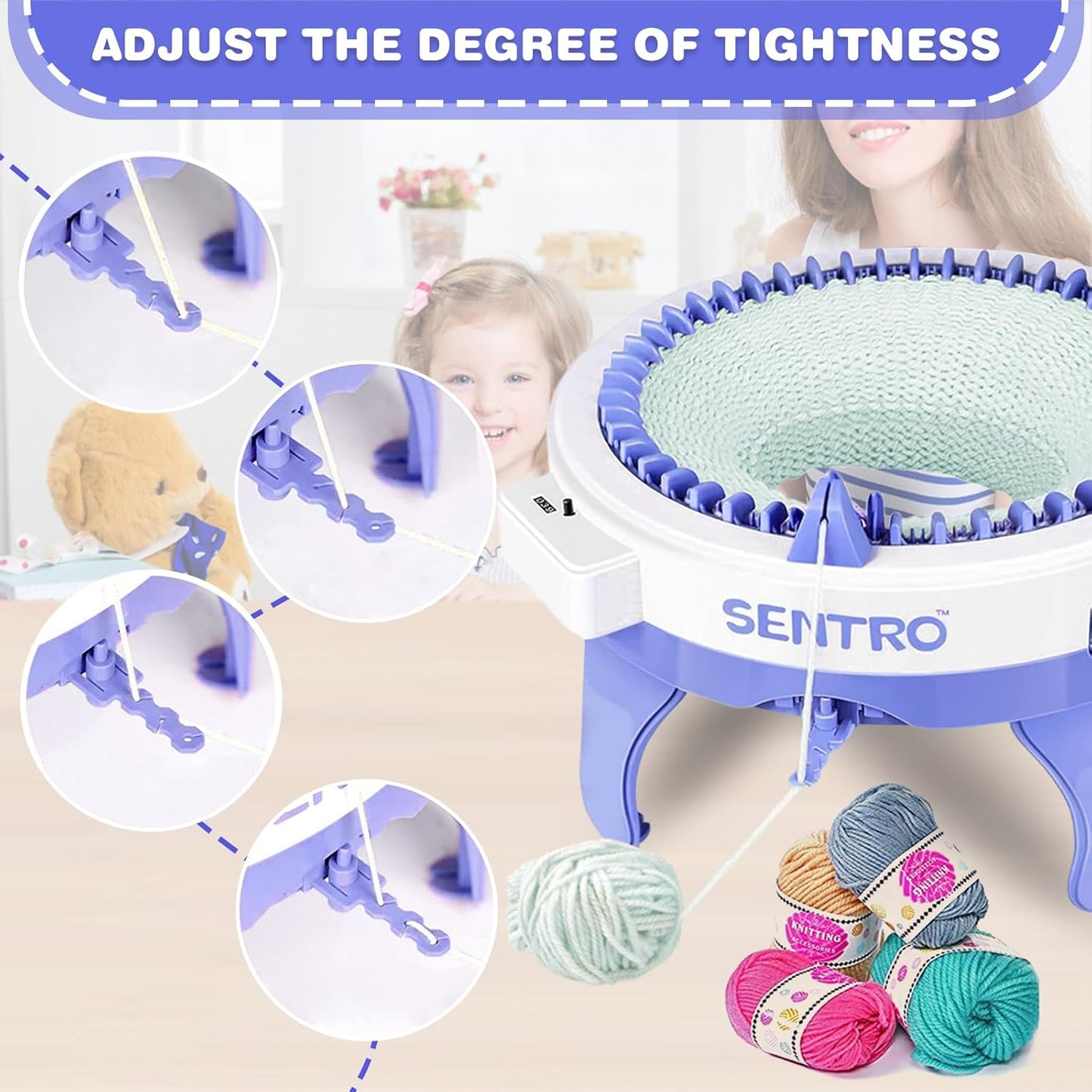 Knitting Machine,SENTRO 48 Needles Knitting Machines with Row Counter, Smart Weaving Round Loom,Double Knit Loom Machine Kit,DIY Knit Scarf Hat Sock