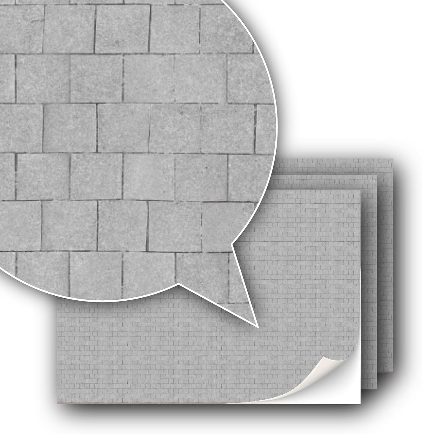 3 Sheets Self-Adhesive Decorative Film Paving Stones and Surfaces for Model Making in Scale 1:87 Scale H0 (UK: 3.5 mm Scale) (Paving Slabs)