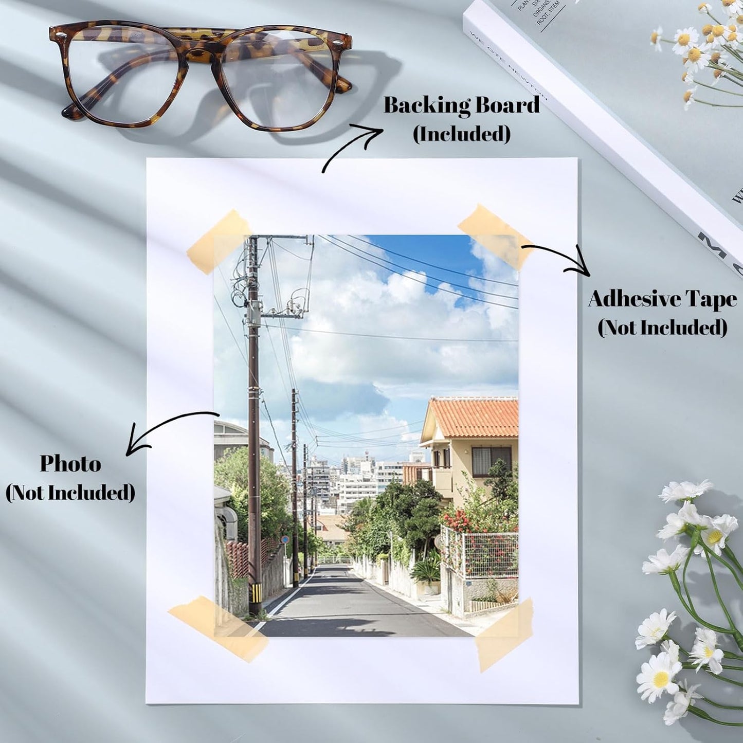 Prudiut 15 Pack 8x10 Backing Boards Only, Uncut White Mat Board Acid Free Mat Board for Photos, Prints, Artworks