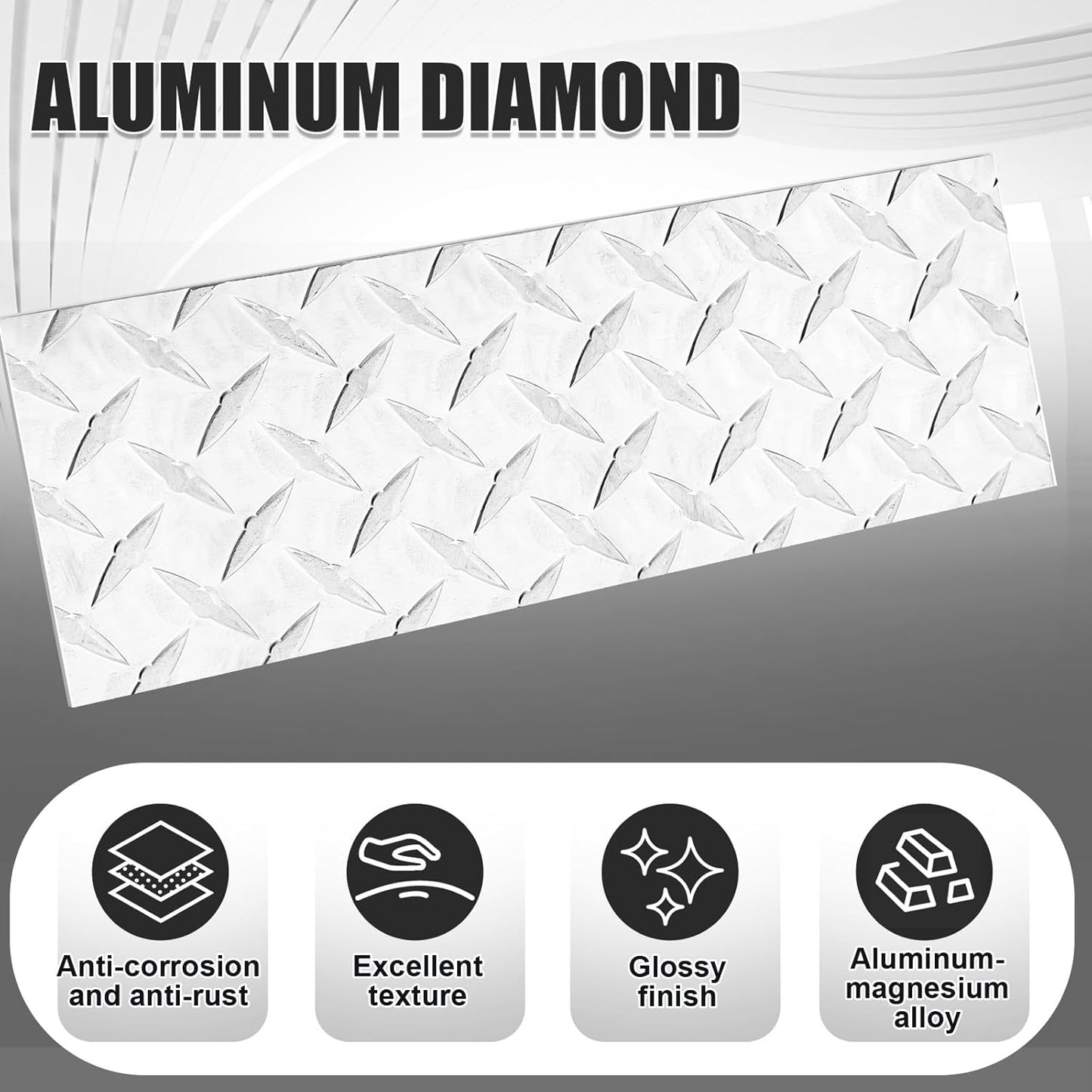 1pcs Diamond Plate Sheet Metal Heavy Duty Tread Aluminum Sheet Diamond Tread Plate for Wall Covering, Cargo Trailer, RV and More (4'' X 12'' X 0.08'',Silver)