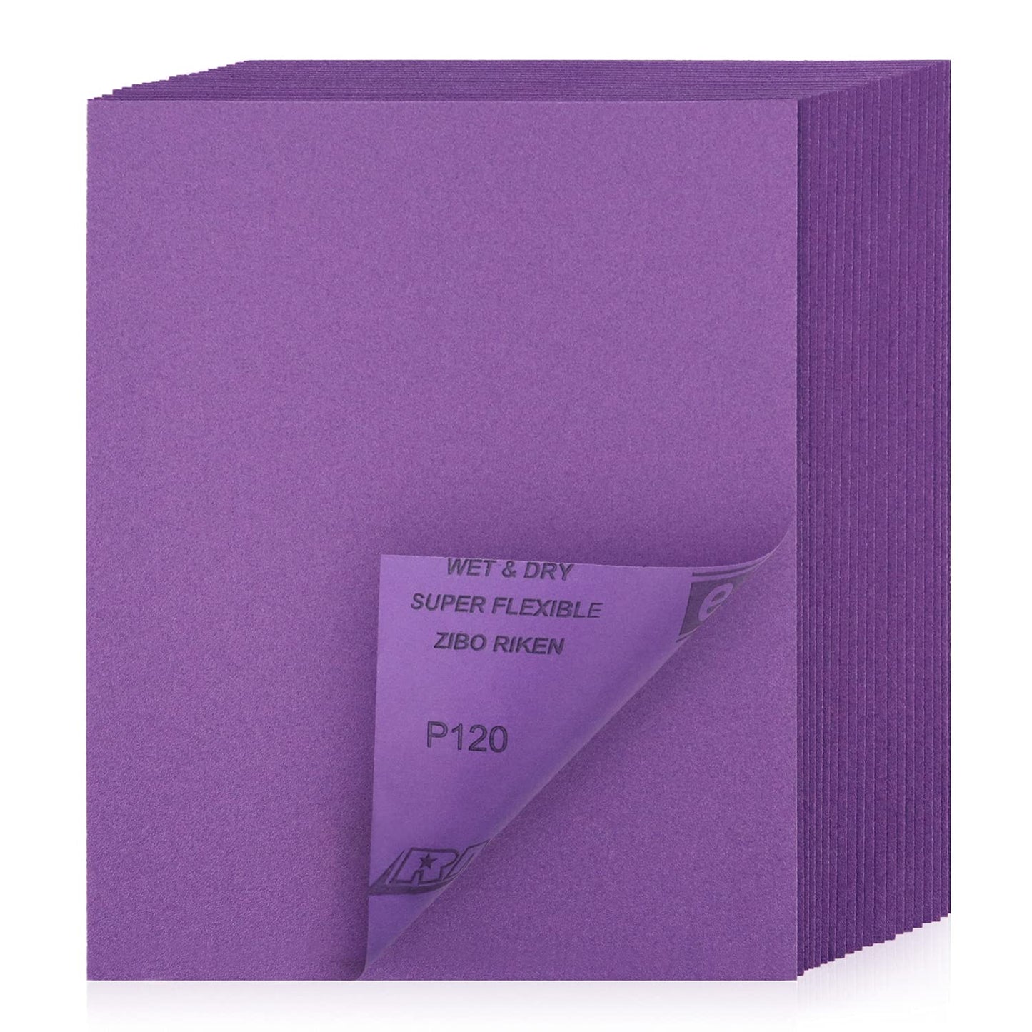Sandpaper 120 Grit 20 PCS, Wet Dry Sanding Sheets 9 x 11 Inch, Purple Alumina Abrasive Sand Paper for Wood, Metal, Drywall, Resin, Automotive Sanding, Polishing, Grinding, by POLIWELL