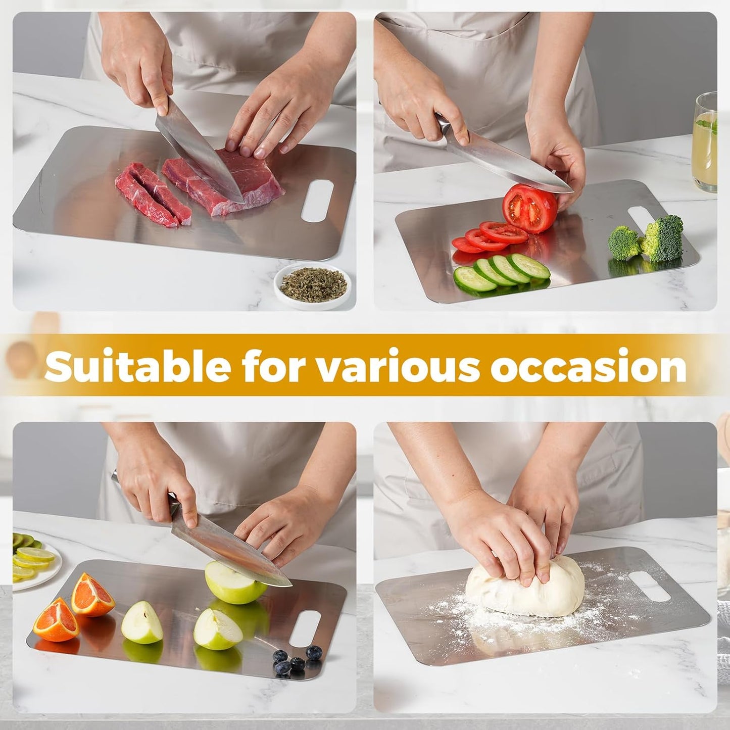 Tavano Titanium Cutting Board,Titanium Cutting Boards for Kitchen,Double-side Available Cutting Board for Vegetables,Meat,Fruits,Easy to Store and Clean(S)