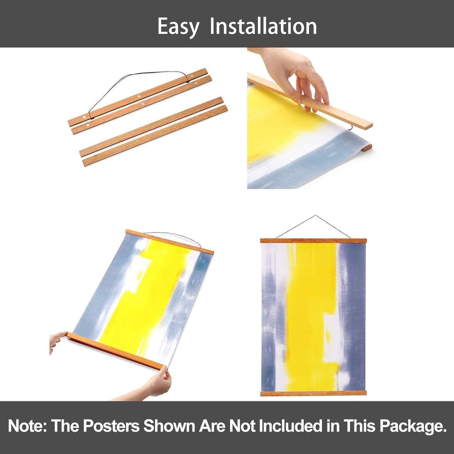 WITCOLOR Magnetic Poster Hanger Frame, Teak Magnet Poster Frame 18x24 18x12 18x18 for Posters,Paintings, Photos, Maps, Scrolls, Picture, Canvas Works and Art Prints(18")