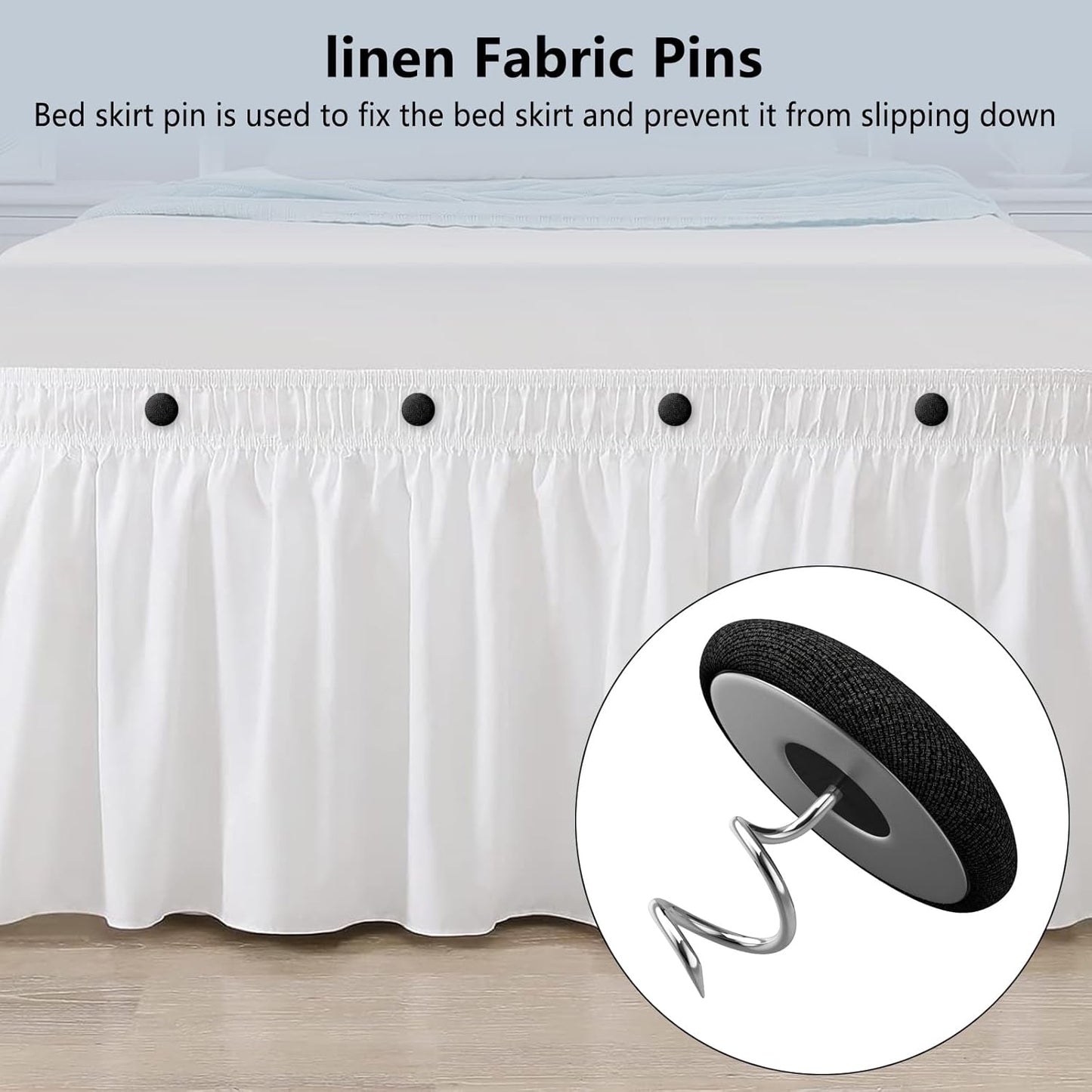 12 Colors Fabric Covered Button Twist Pins Dust Ruffle Pins- for Sofa，Upholstery，Armchair Caddies, Armrest Covers,Bed Skirts, Slipcovers, Headliners (Black, 12)