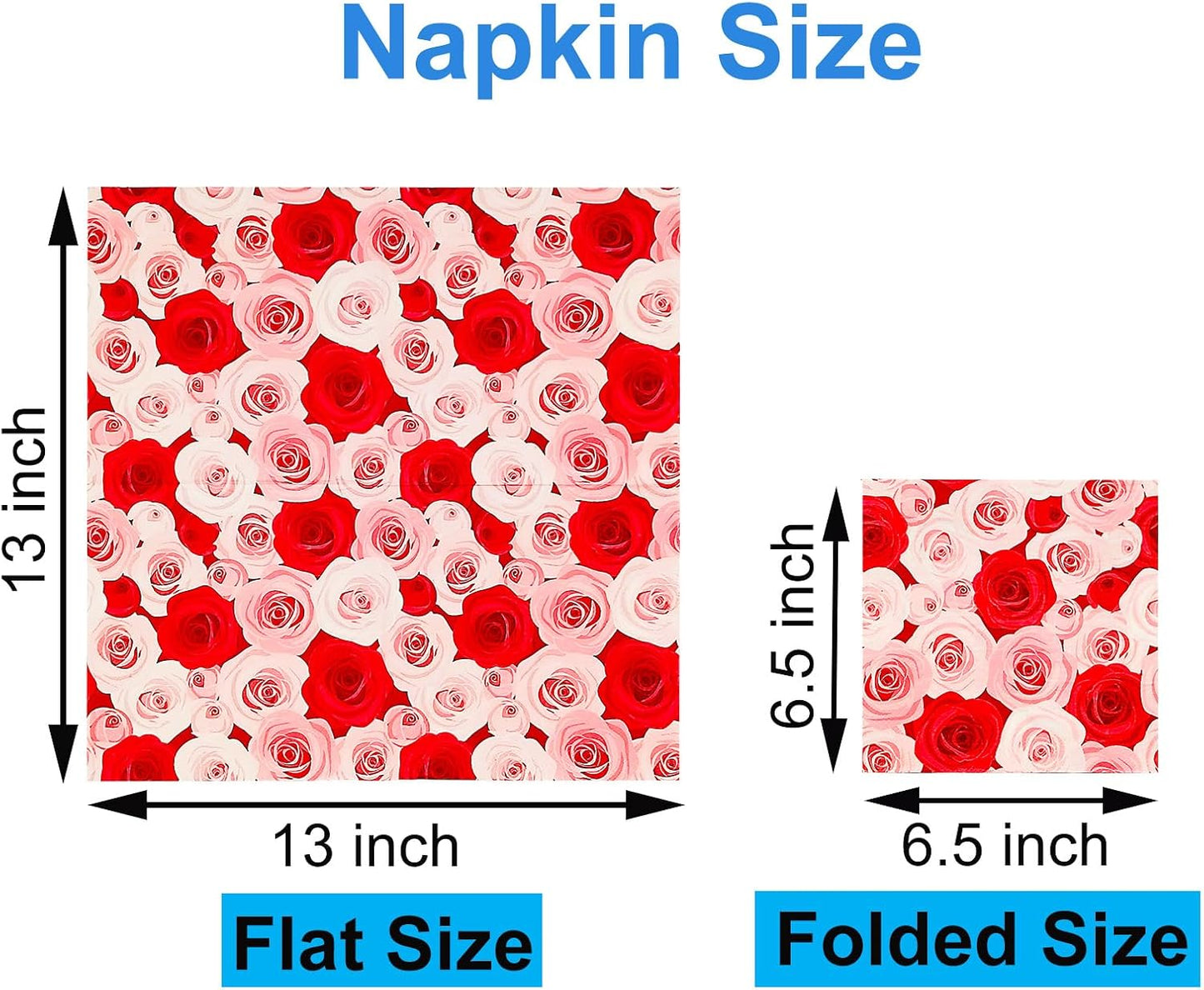 Paper Napkins 80 Pack 2 Ply Floral Beverage Luncheon Dinner Paper Napkins Rose Flower Print Disposable Napkins for Wedding Anniversary Celebrations, 6.5X6.5 Inches Folded