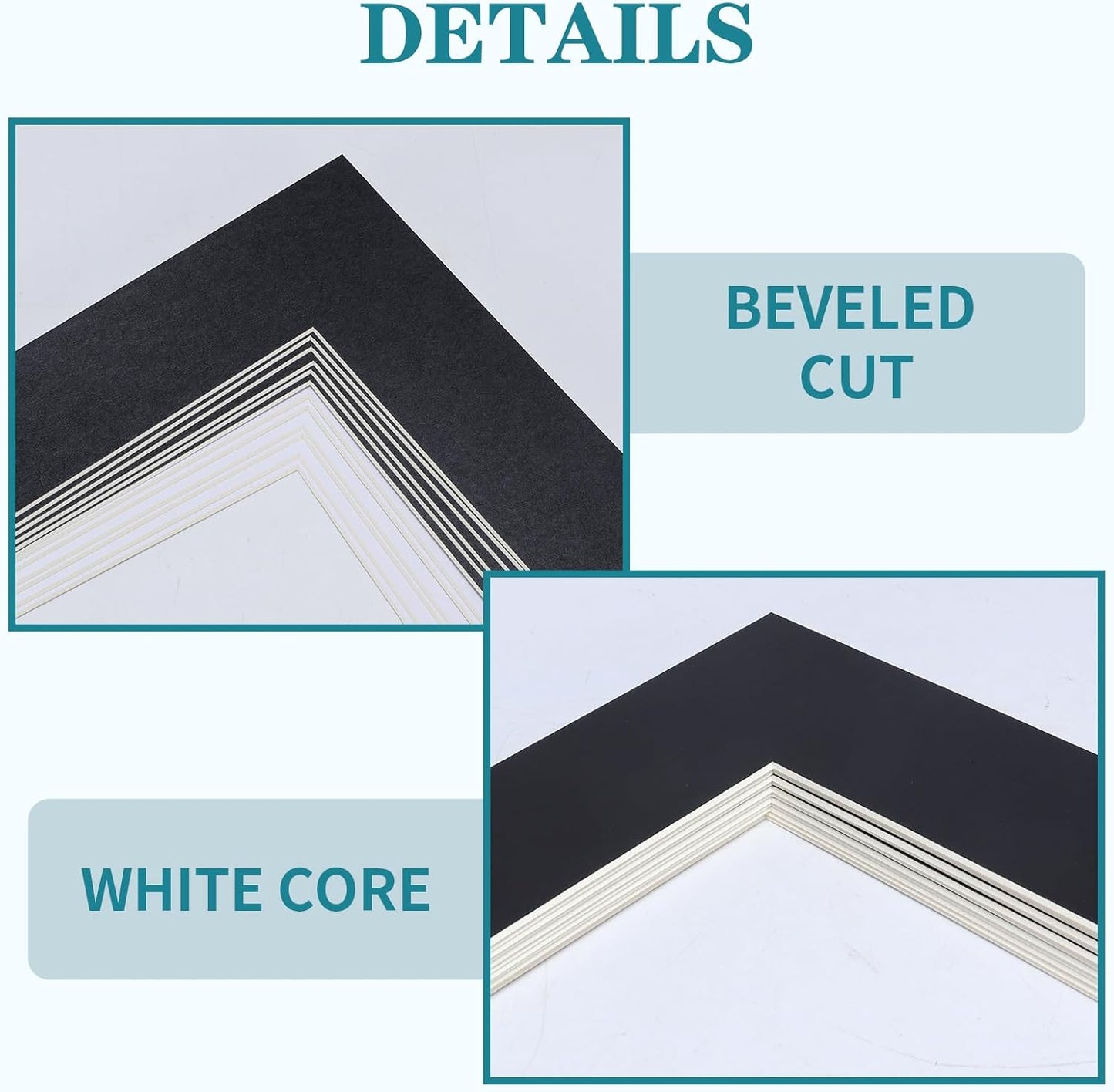 ZBEIVAN 12 Packs White and Black Colors 8x10 Picture Frame Mats for 5x7 Photos, Artworks and Prints, White Core Bevel Cut Frame Mattes