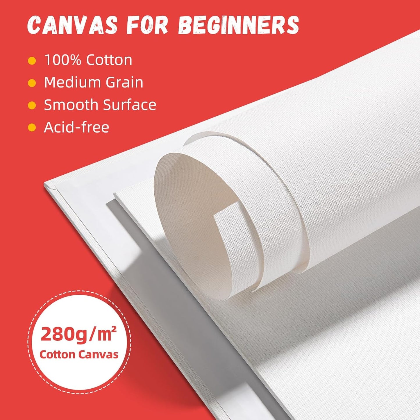 Simetufy 4 Pack 8x10 Inch Canvas Boards Canvas Panels-Gesso Primed Acid-Free 100% Cotton Blank for Acrylics Oil Watercolor Tempera Paint