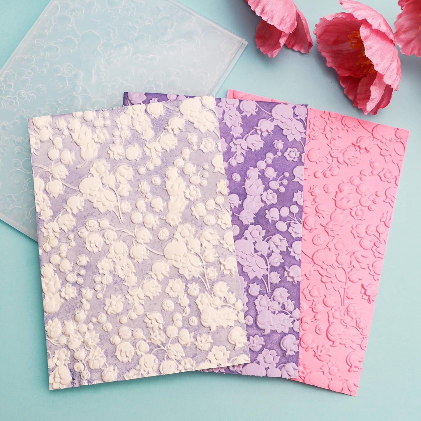 BAOFALI 3D Embossing Folder for Card Making,Beautiful Flower Plastic Texture Fades Embossing Folder Template for Scrapbooking Cardstock Album DIY Decoration Paper Crafting 6.3x4.5inch