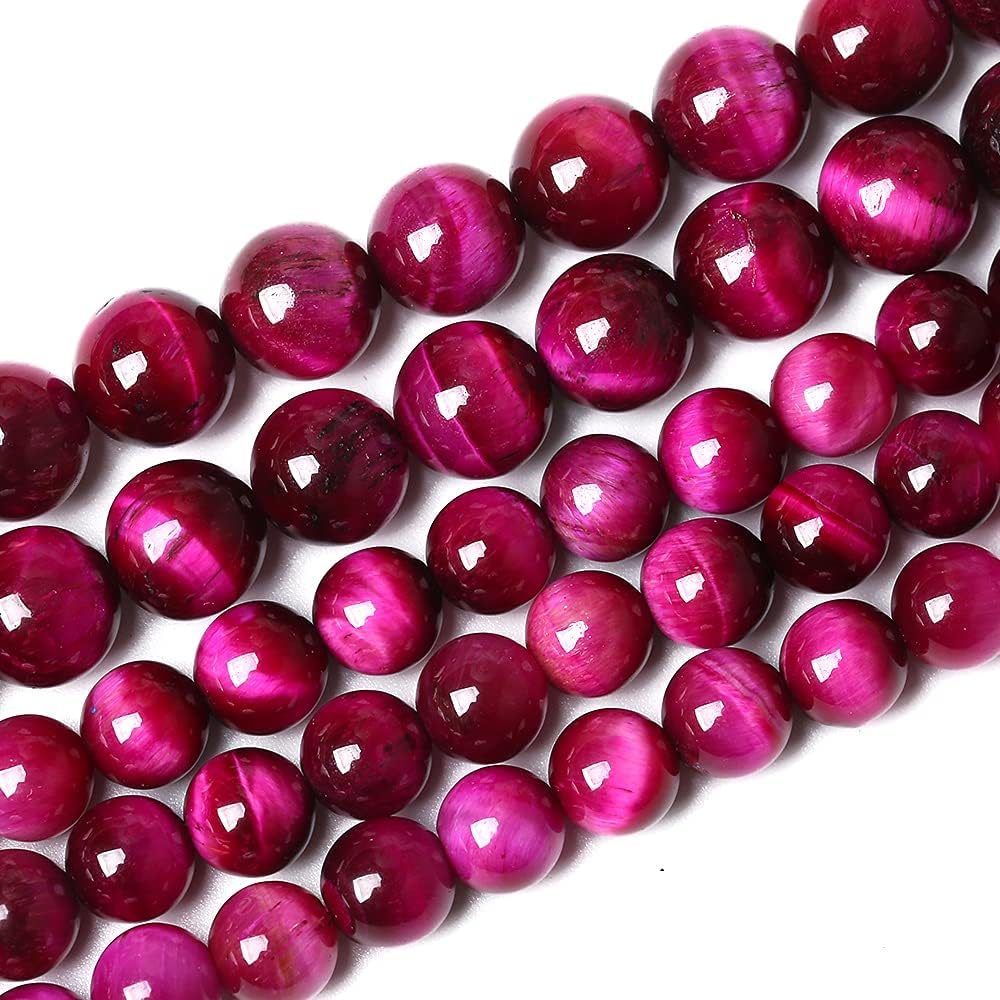 180PCS 4mm Rose Red Tiger Eye Gemstone Loose Beads Natural Round Loose Stone Beads for Jewelry Making DIY Bracelet Necklace Earrings 2 Strand 32"