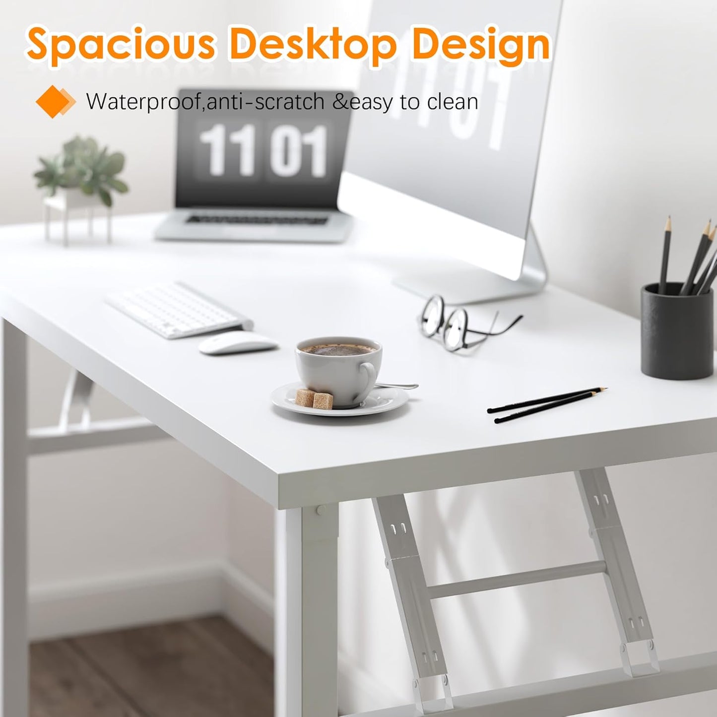Need 47 inches Computer Desk Office Desk Folding Table with BIFMA Certification Computer Table Workstation, White AC5DW-120