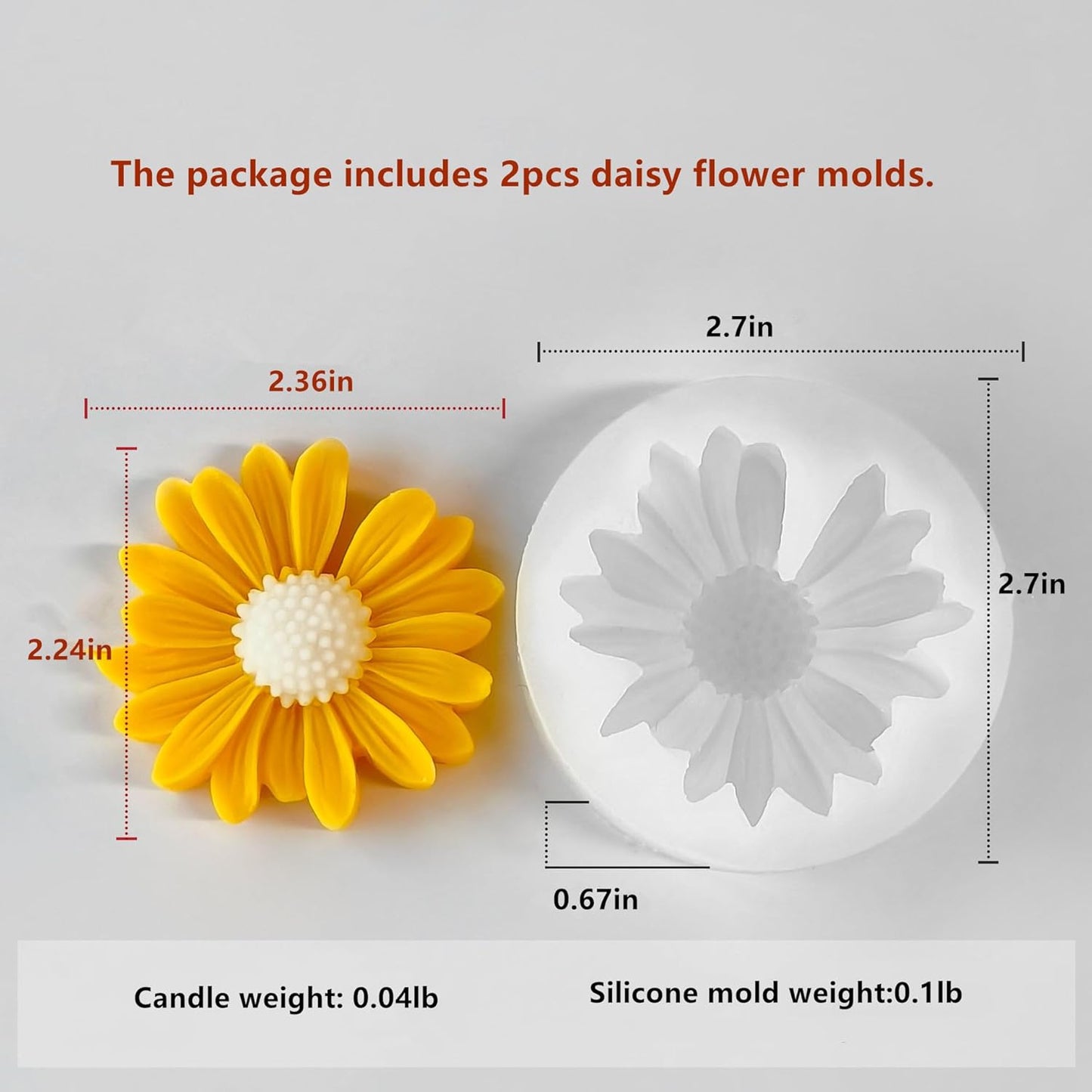 Daisy Candle Mold 2pack, Daisy Silicone molds for Candles, for soap,Candles,Resin,Polymer Clay, Plaster and More DIY Craft
