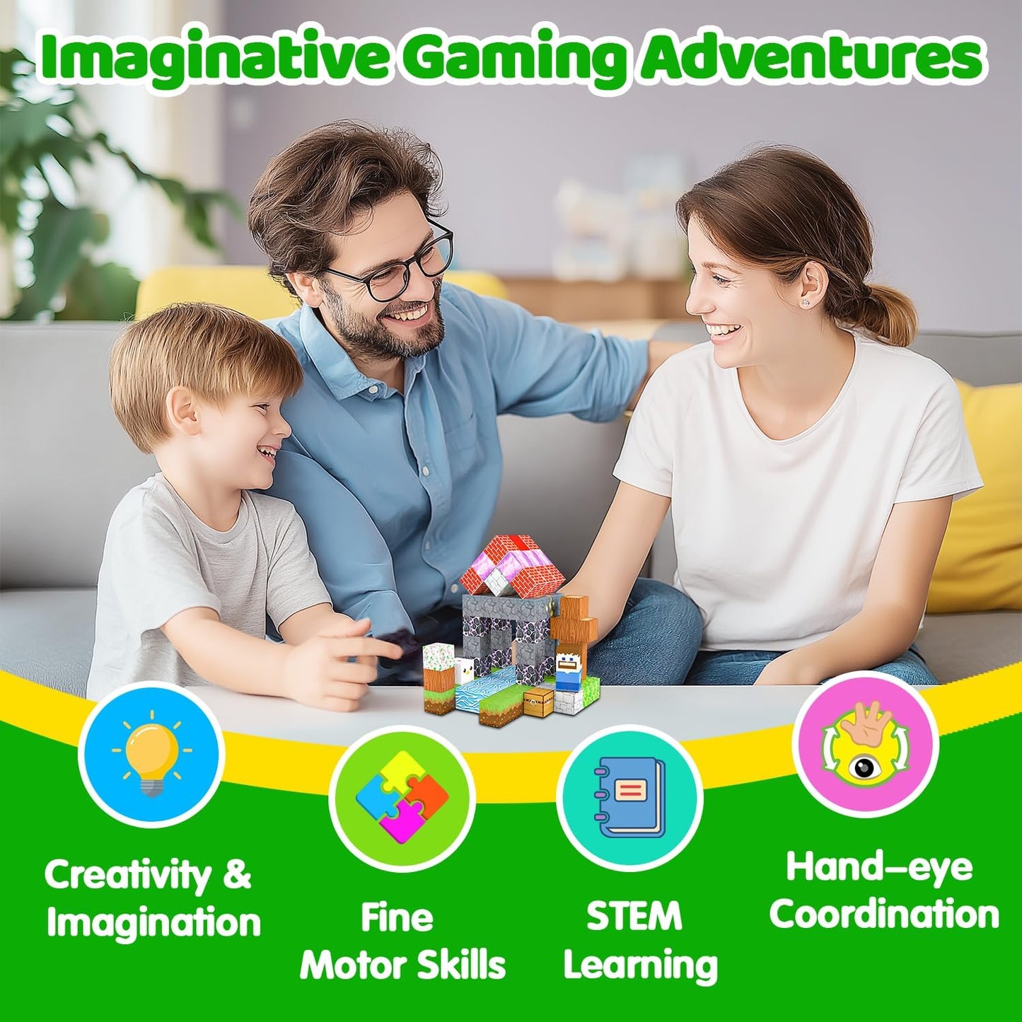 Magnetic Blocks, 150PCS Magnetic Building Blocks Light Up, Stacking Magnets for Kids, Sensory Toy for STEM Constructions Magnet Blocks for Boys Girls Age 3+, Christmas Birthday Gifts