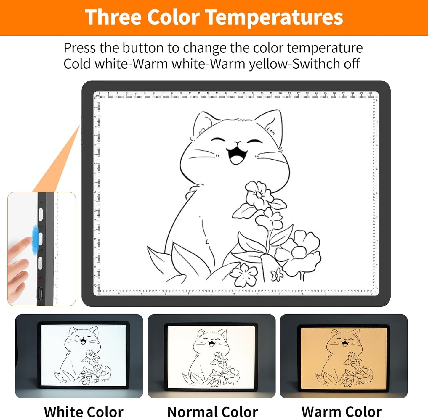 Elice Magnetic A4 Light Board with Bag for Diamond Painting, Tracing LED Light Box with Side Buttons, Super Bright Diamond Art Light Pad, Light Table for Drawing, Sketching, Weeding Vinyl - Black