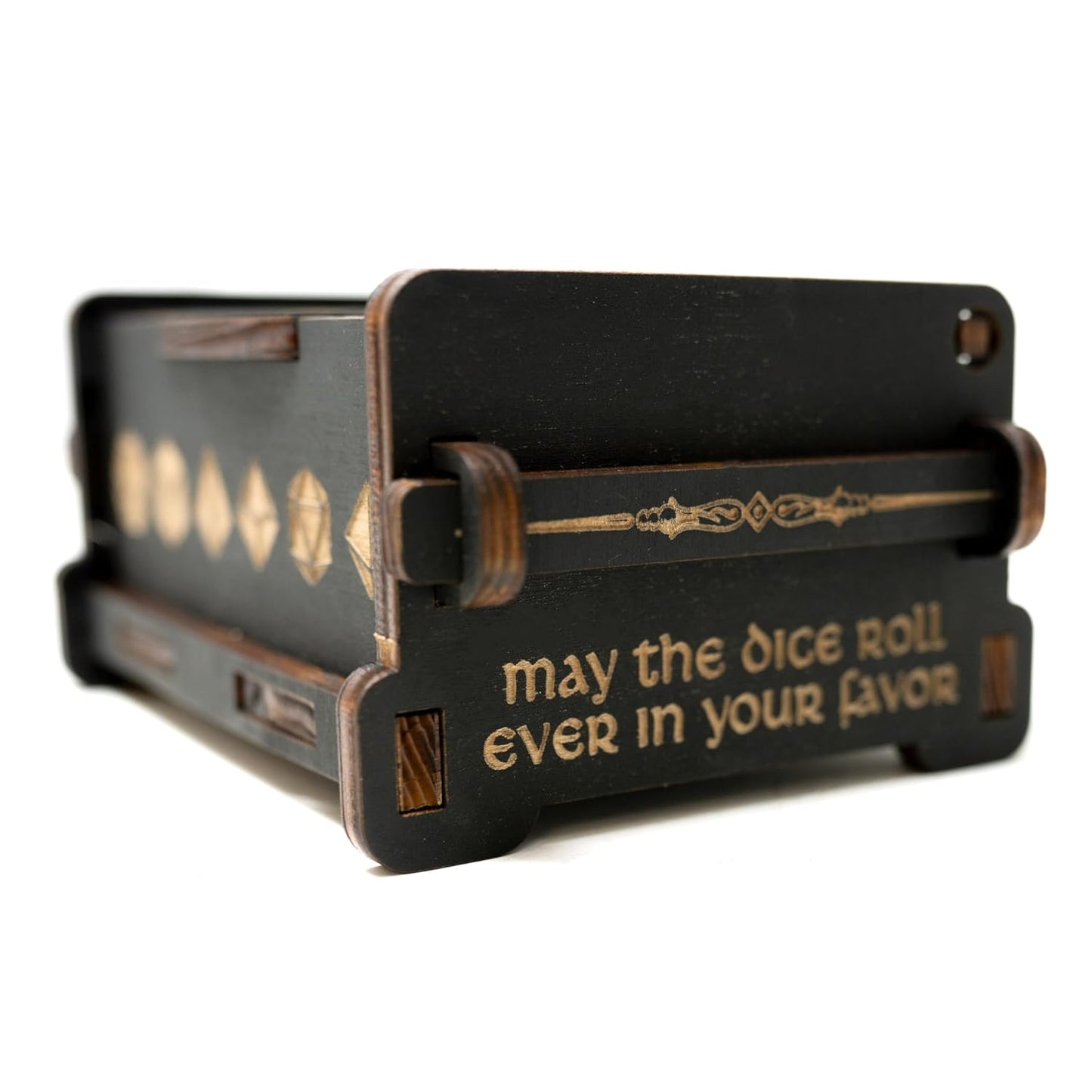 Dice Box - BLACK - 6x4x3 Also holds jewelry and great for desks and desk top items (Wizard)