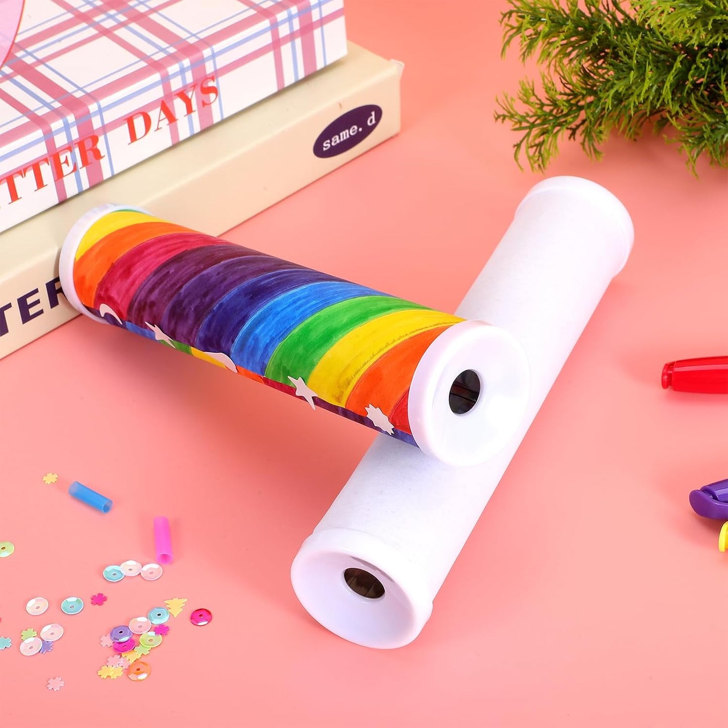 Totority Blank DIY Kaleidoscope Making Kit for Kids 15 Pcs Variety Kaleidoscope Tool, DIY Kits, Preschool, Classic Material for Making Teaching, White