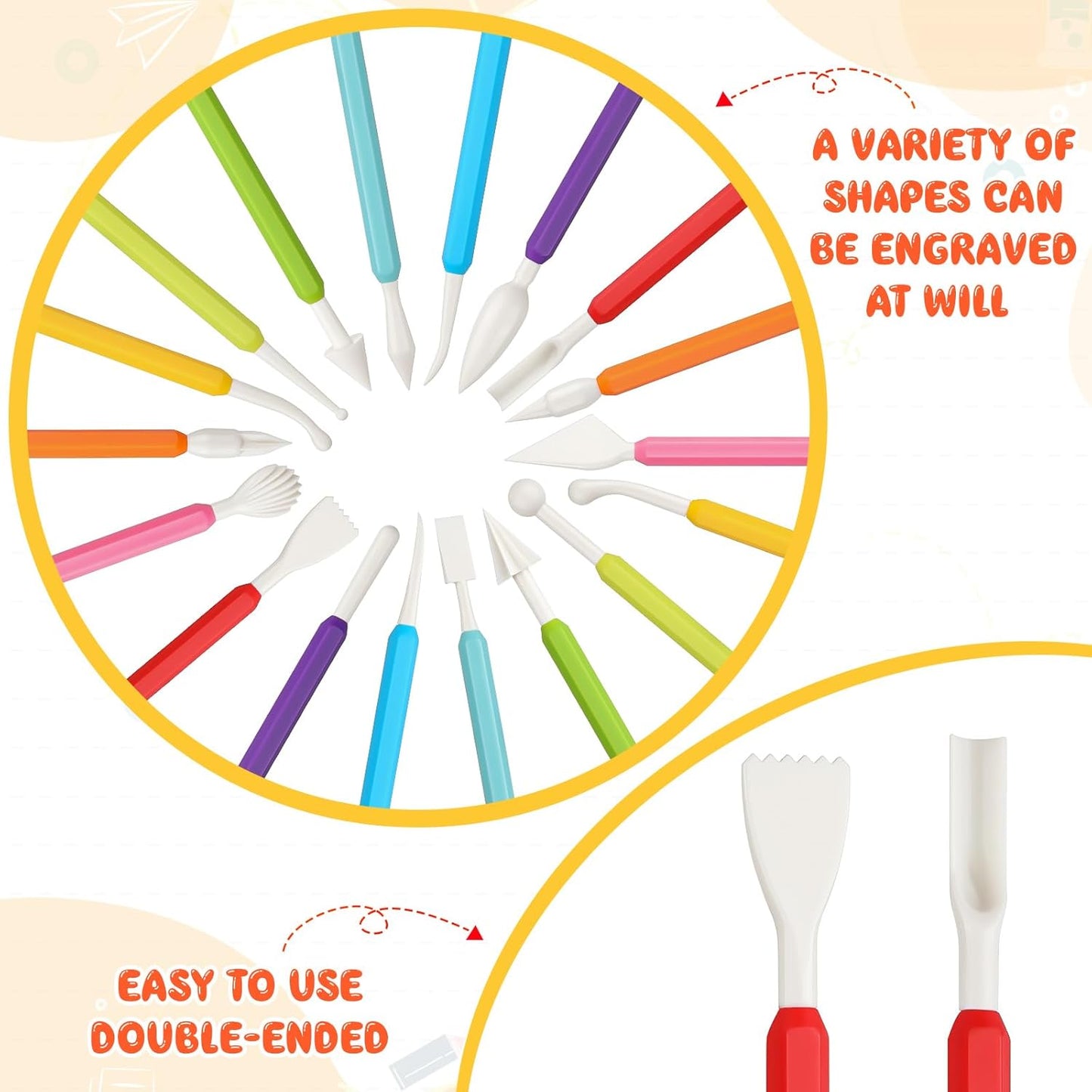 18PCS Clay Sculpting Tools, Double Head Air Dry Clay Carving Tools Kits for Kids and Adults, Sculpting Tools for Clay Sculpey, Modeling Clay Ideal, Air Dry Clay and Shaping
