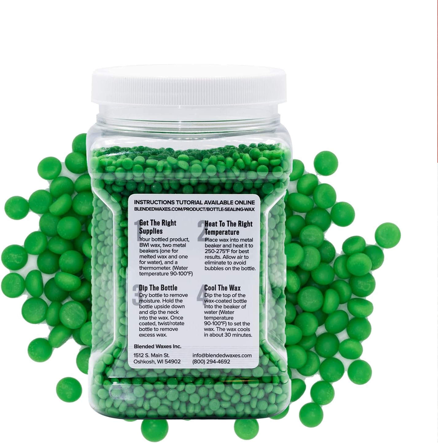 Blended Waxes, Inc. Bottle Sealing Wax, Pastille Wax Seal Beads For Wine, Beer, and Liquor Bottle Sealing, Seals Between 25-30 Bottles, 1 lb, Emerald Green