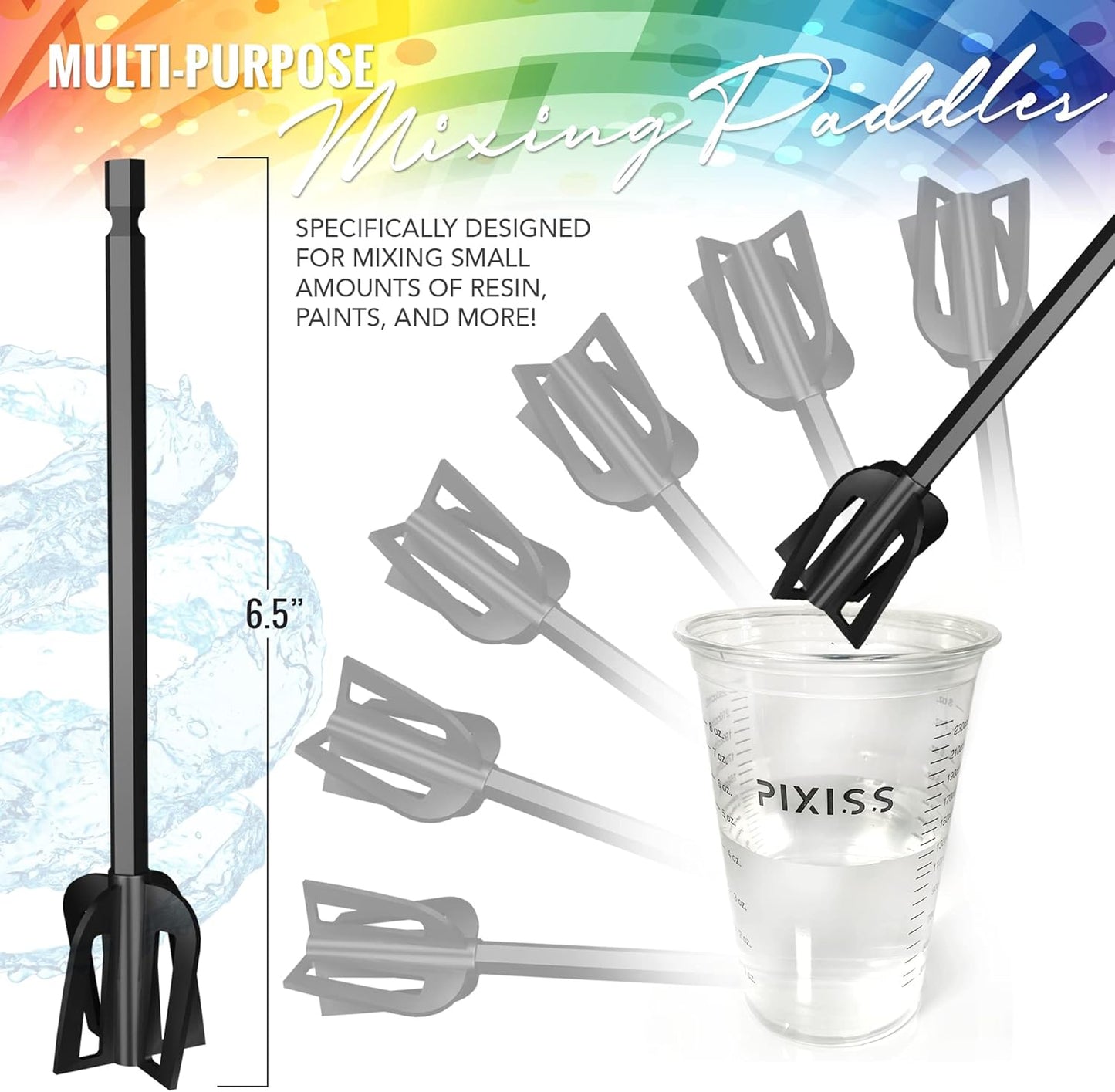 Resin Mixer Epoxy Mixer Paddles - 12 Plastic Pixiss Multipurpose Bidirectional Paint Stirrer for Drill Epoxy & Paint Mixer Drill Attachment - Paint Stirrers Epoxy Stirrer - Paint Mixer for Drill