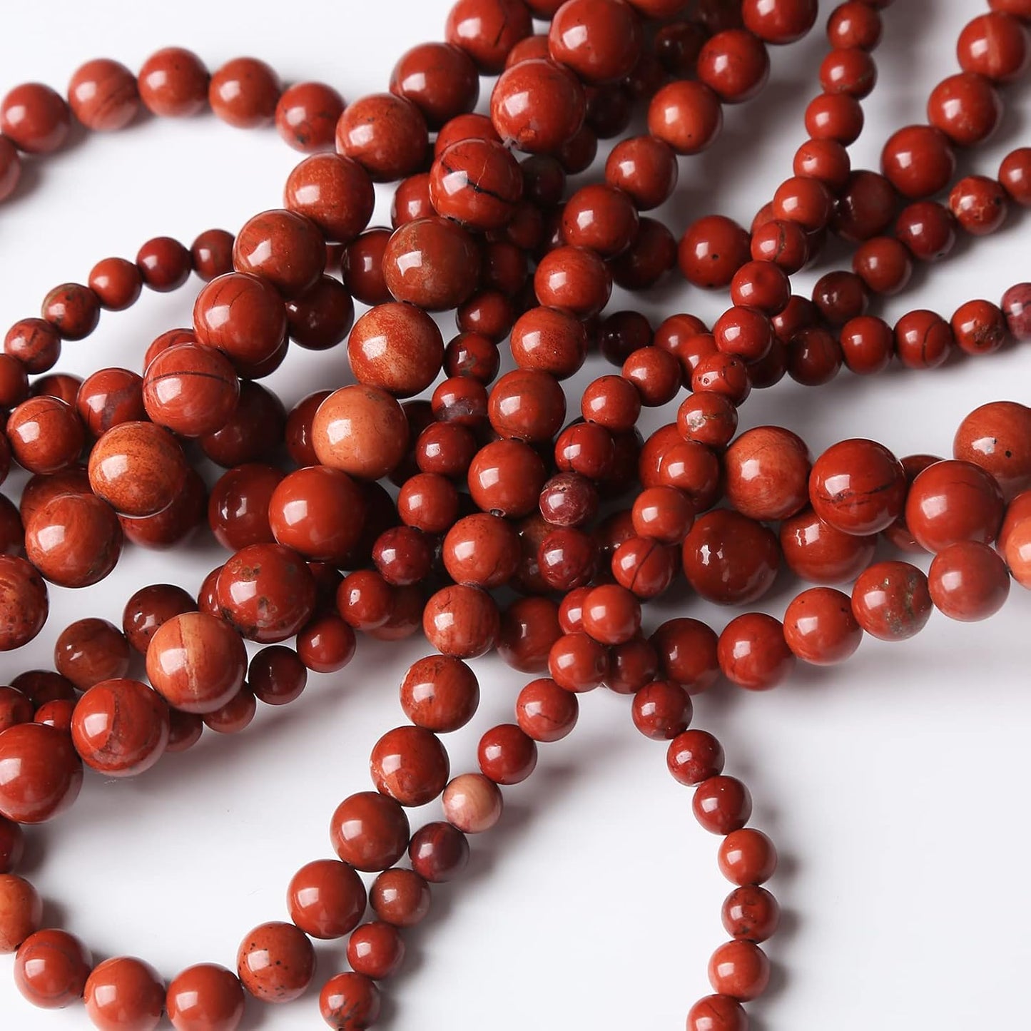 32PCS 12MM Red Jasper Stone Beads Round Loose for Jewelry Making DIY Energy Healing Power Bracelet 15"