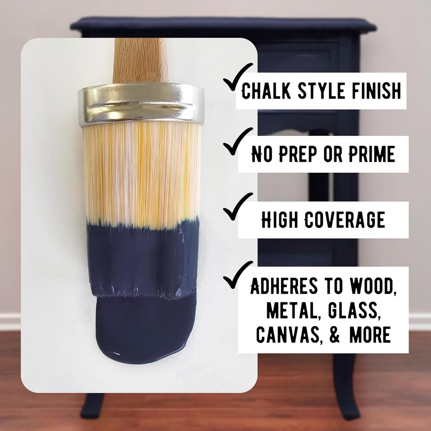 Daydream Apothecary Premium Chalk Style Paint for Furniture, Home Décor, Wood, DIY Interior Projects, Quick Dry, No Prep or Prime Needed, Matte Dark Blue - 8oz
