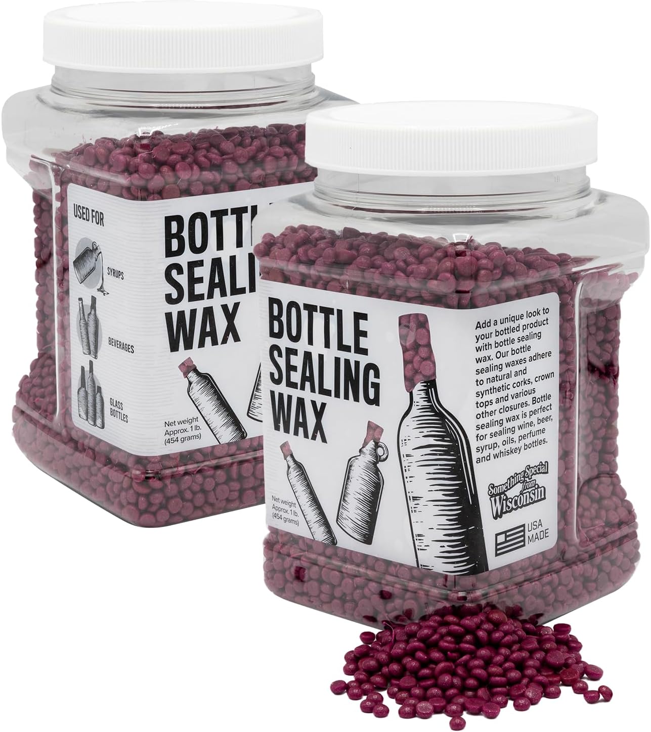 Blended Waxes, Inc. Bottle Sealing Wax, Pastille Wax Seal Beads For Wine, Beer, and Liquor Bottle Sealing, Seals Between 25-30 Bottles, 1 lb, Fuchsia Pearl