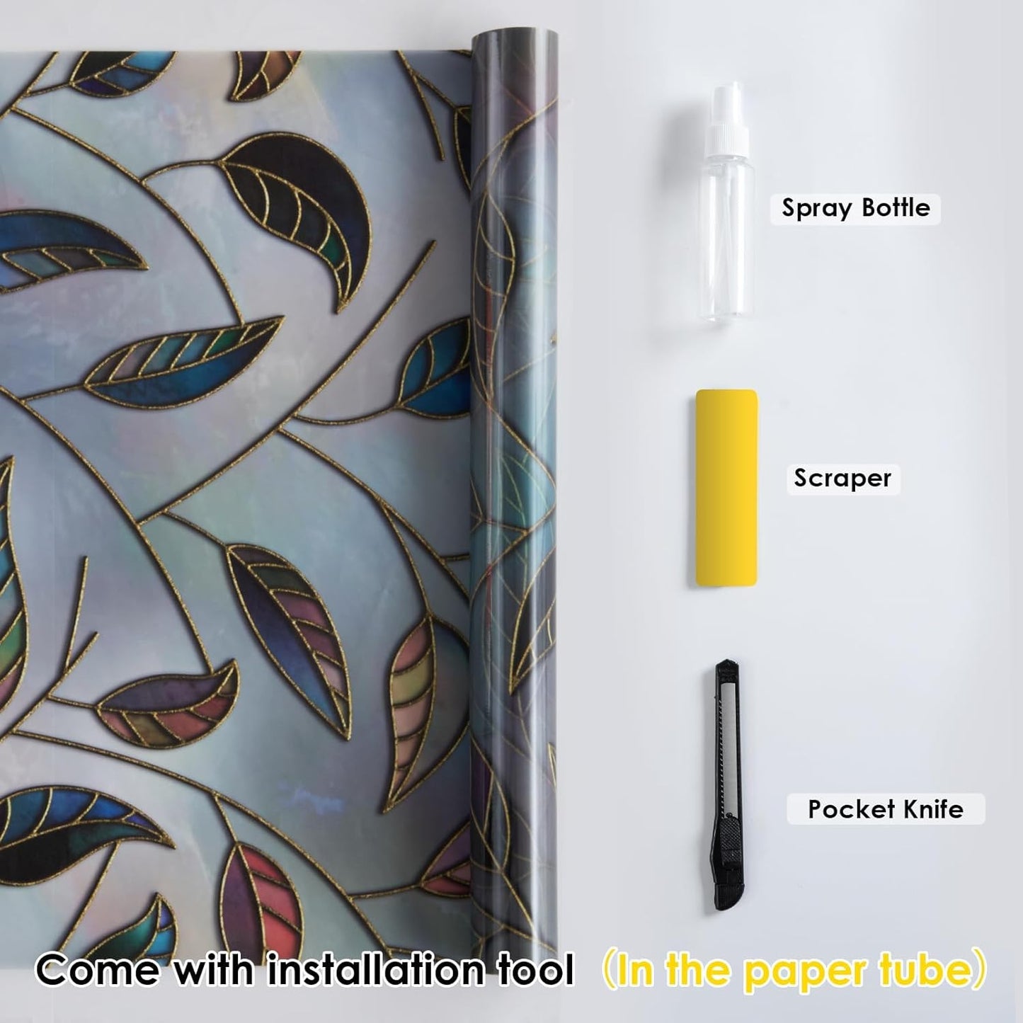 DKTIE Window Privacy Film Frosted Glass Static Cling UV Sun Blocking Heat Control Window Tint Day and Night Insulation Home Bathroom Door Decorative (S166, 29.5'' x 118.1'')