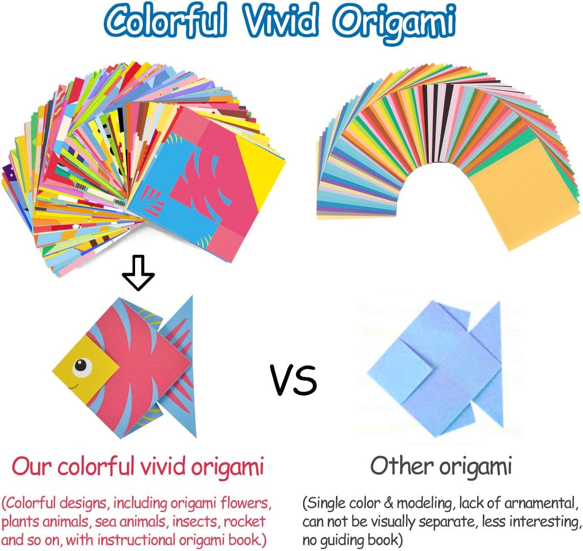 Origami Kit for Kids Ages 5-8 8-12, with Guiding Book, 98 Sheets Paper with 47 Patterns, DIY Art and Craft Projects, Beginners Children's Day Gift Boy Girl