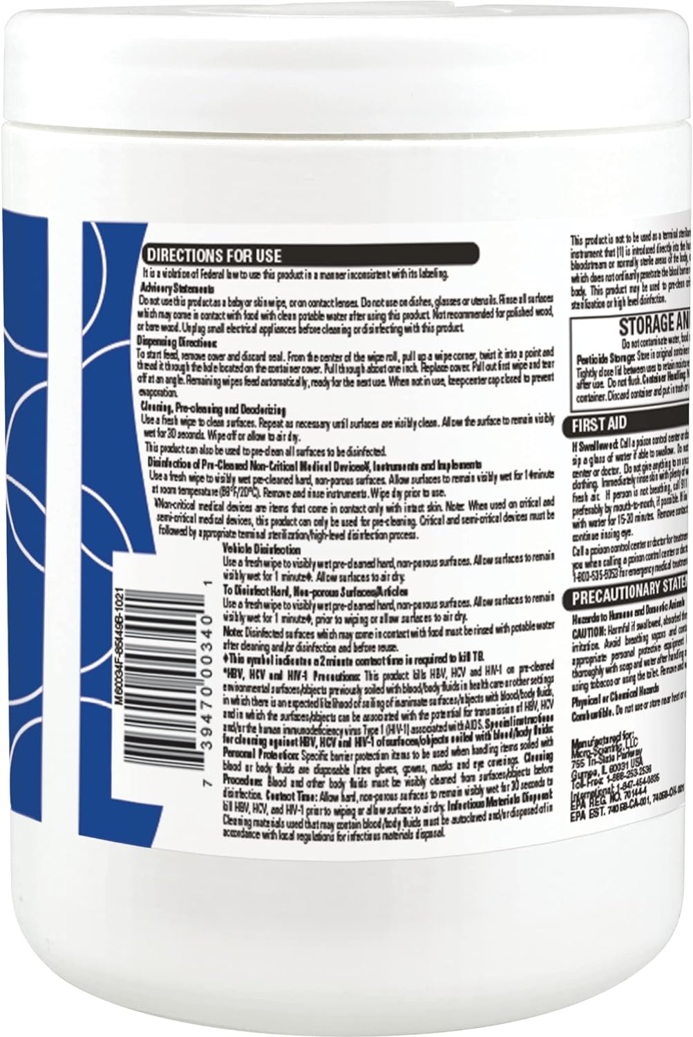 Micro-Scientific Opti-Cide Max Disinfecting Wipes (2 Pack) - 320 Wipes - Hospital Grade EPA Registered Disinfectant Cleaner