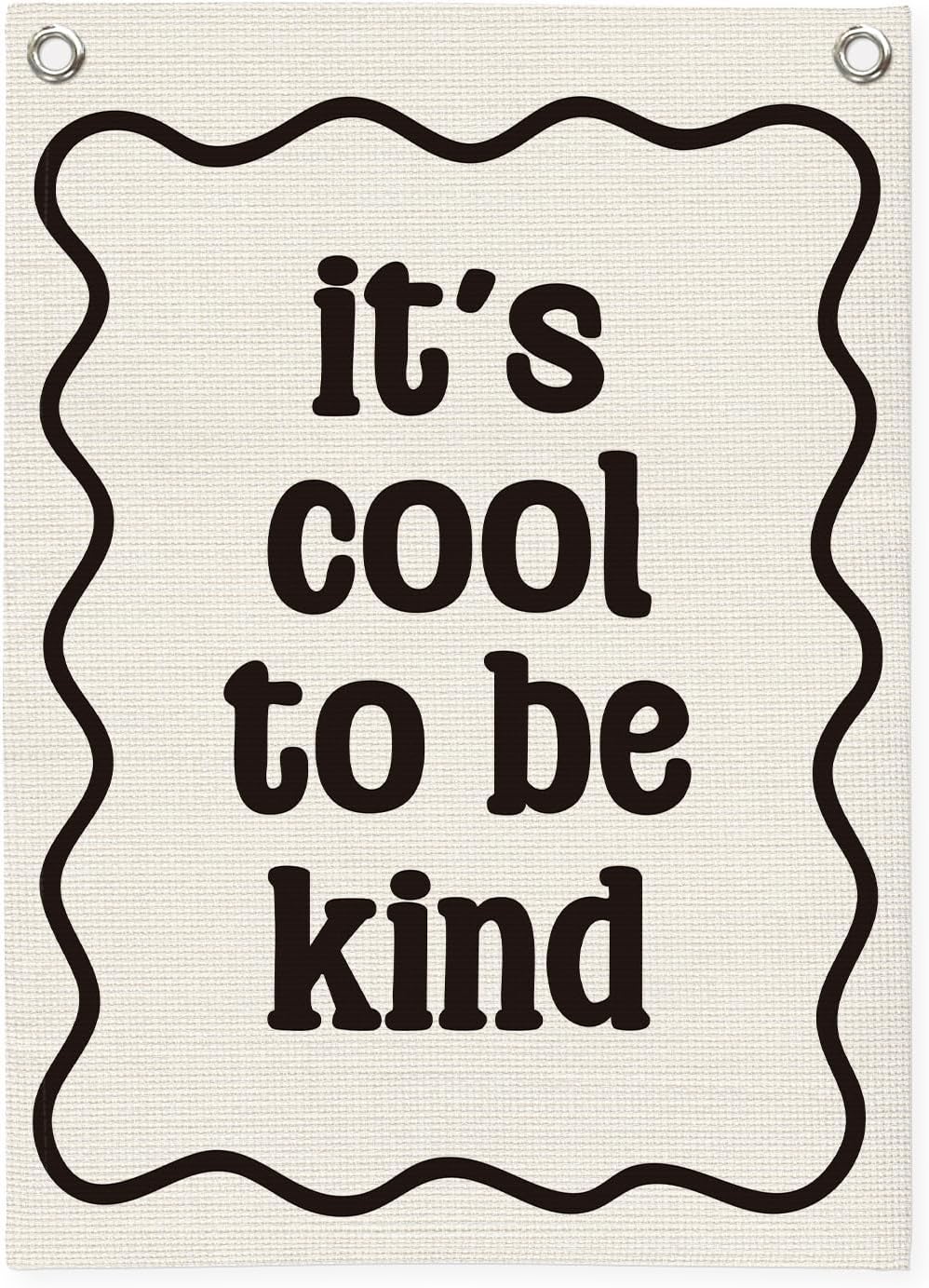 Affirmation Wall Decor It's Cool to be Kind Linen Canvas Banner,Nursery Decor Wall Hanging Flag for Bedroom Playroom Classroom Kids Rroom 18x25 Inch