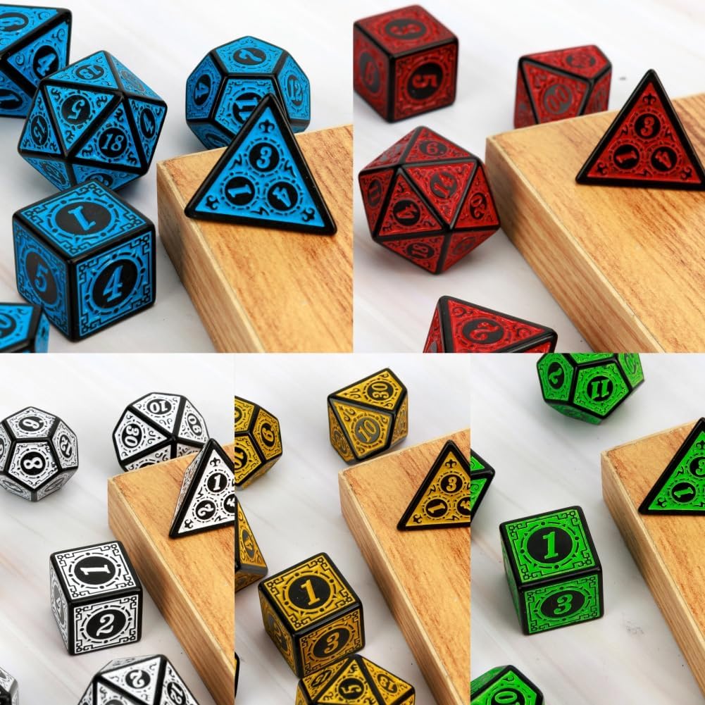 DND Dice Set 35 Pcs Polyhedral Dungeons and Dragons Rolling Dice for D&D RPG MTG Table Games Dice Bulk with Colorful Drawstring Bags and Dice Tray (Retro)