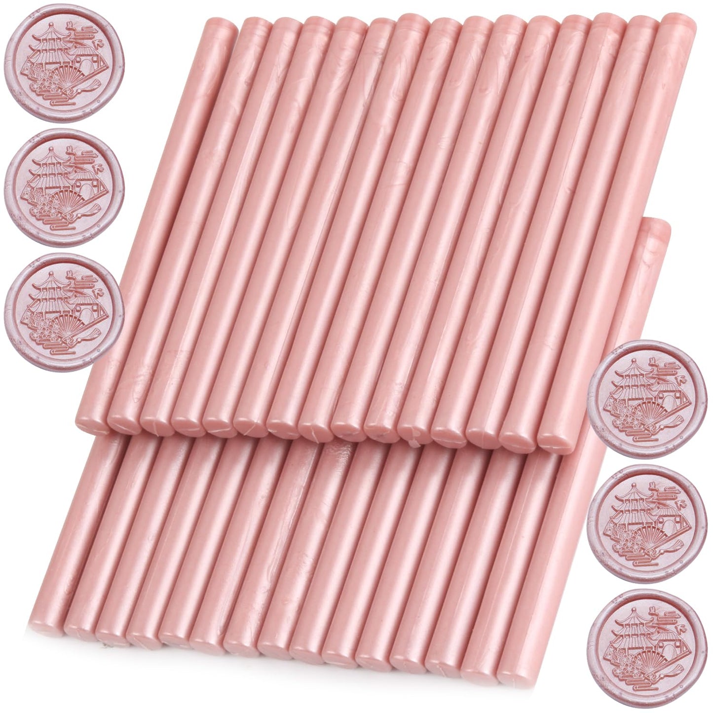 Rose Gold Wax Seal Sticks, 30pcs Sealing Wax Sticks, HOSEALING Glue Gun Wax Seal Sticks for Wax Seal Stamp, Premium Sealing Wax for Wedding Invitations, Letter, Envelope (Mini Size)