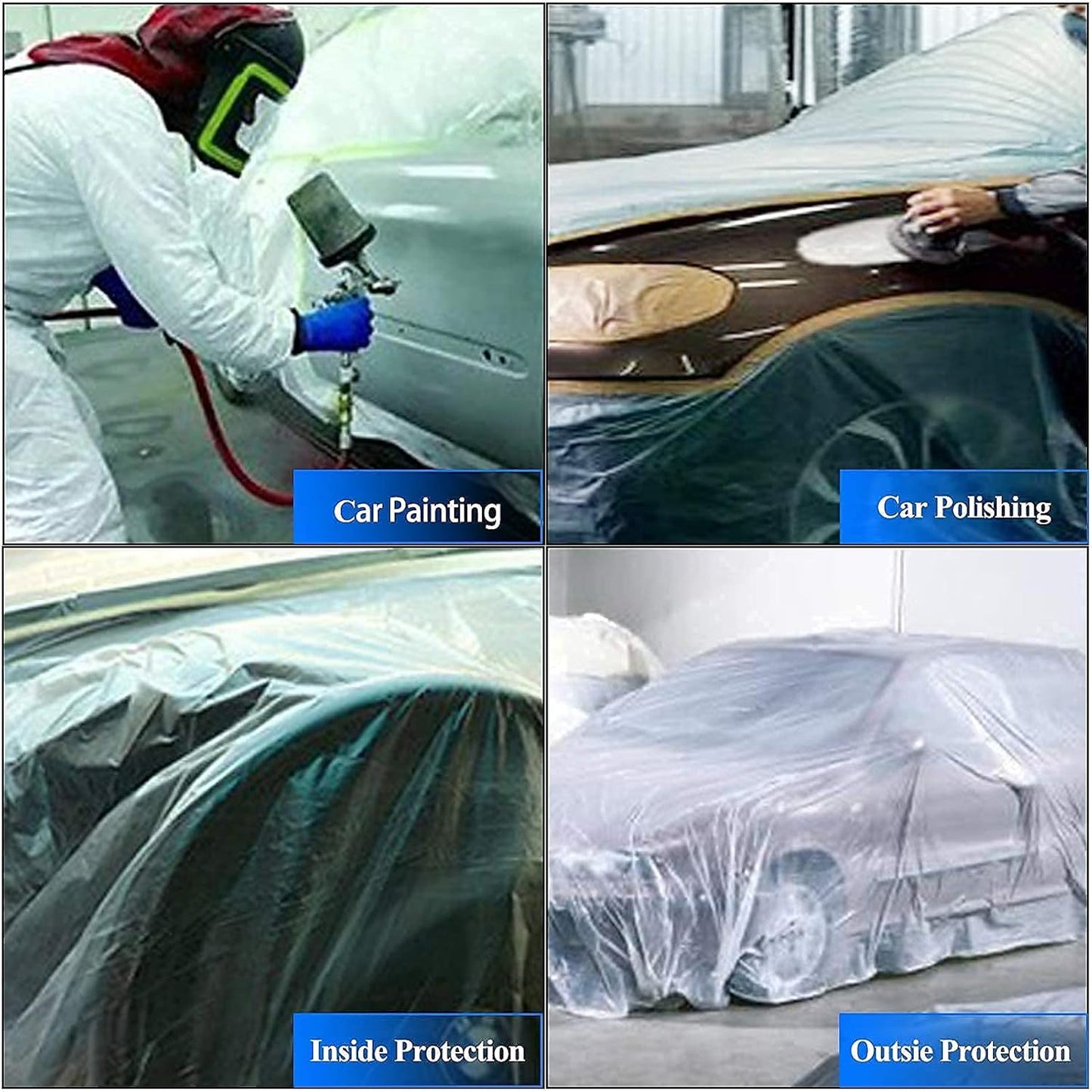VECOPE 3-Piece Set,Pre- Masking Film Protection Covering Cloth Tape | for Automotive Covering Painting Paint Masking (2-Feet X 65-Feet)
