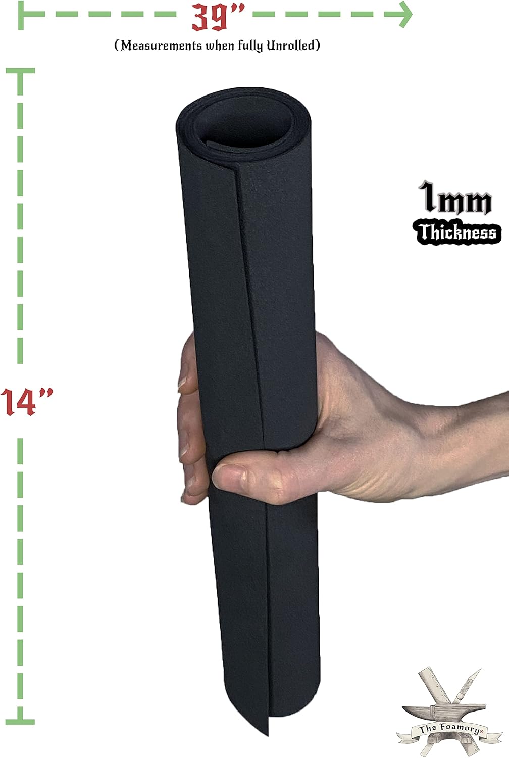 Shape Retention EVA Cosplay Foam 1mm (1mm-10mm) 14x39 inch Black or White High Density EVA Foam Sheets. Premium 85 kg/m3 Heat Shape Material for DIY Convention or Halloween Costumes by The Foamory