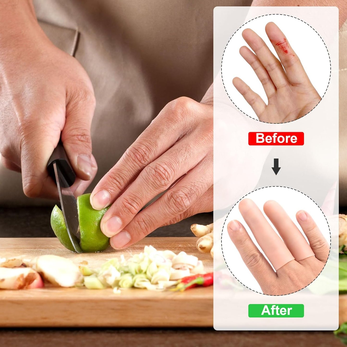 PAGOW 10pcs Gel Finger Support Protector Caps Gloves, Silicone Fingertips for Hands Cracking, Gel Finger Cots/Covers, Eczema Skin, Trigger Finger Arthritis Pain Relief
