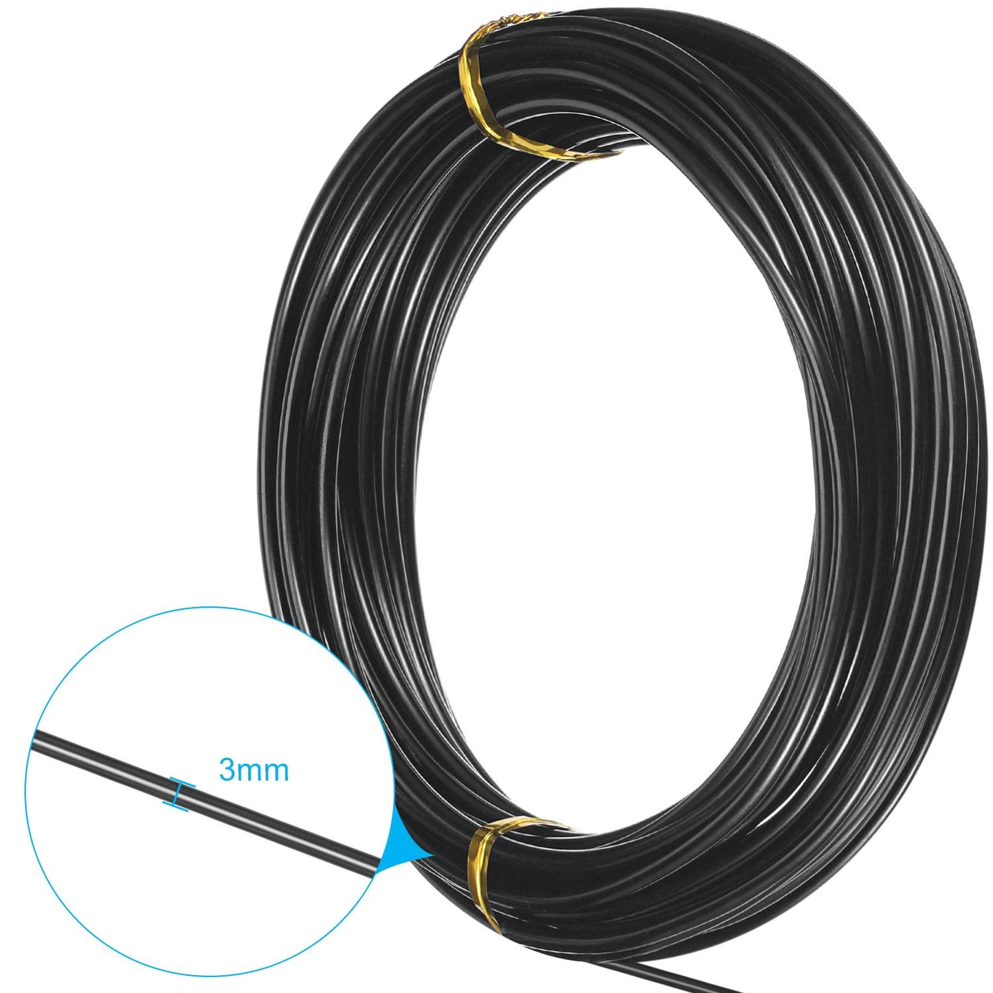TecUnite Aluminum Craft Wire for Sculpting Armature Bendable Craft Wire for DIY Jewelry Making(Black, 10 M X 3 mm, 1 Roll)