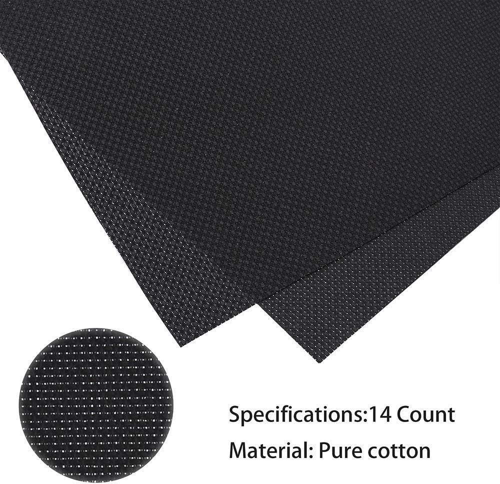 Caydo 2 Pieces 14 Count Classic Reserve Aida Cloth Cross Stitch Cloth, 25 by 18-Inch Big Size, Black