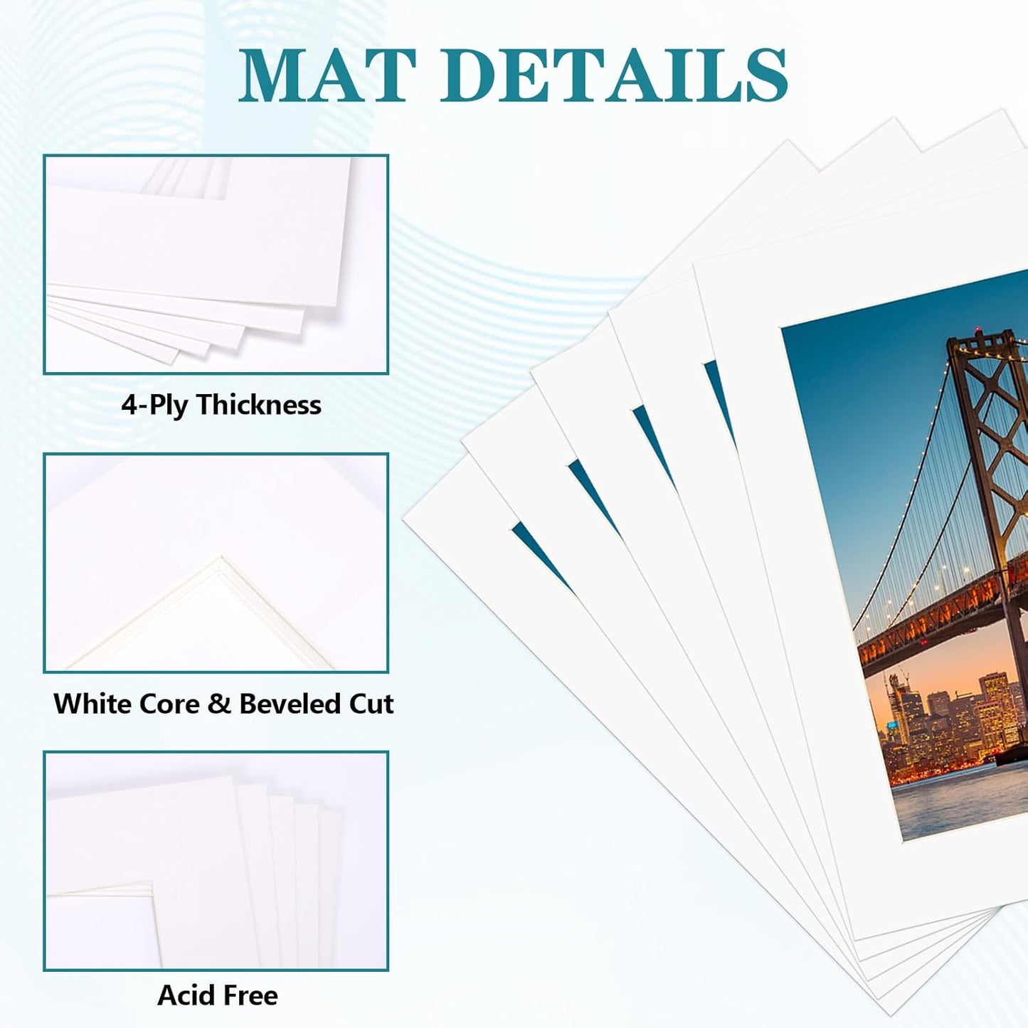 ZBEIVAN 11x14 White Picture Mats with Core Bevel Cut Frame Mattes for 8.5x11 Pictures - Pack of 5