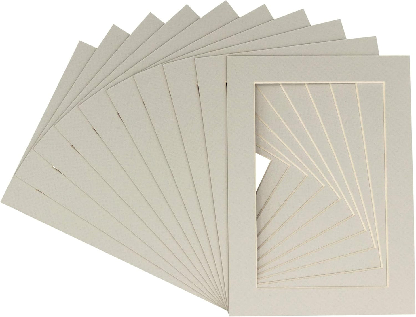 Pack of Ten Acid Free 8.5x11 Mats Bevel Cut for 7x9 Photos - Grey Precut Matboards With Backing Boards and Self Seal Photo Mat Bags For Pictures, Photos, Framing - 4-ply Thickness