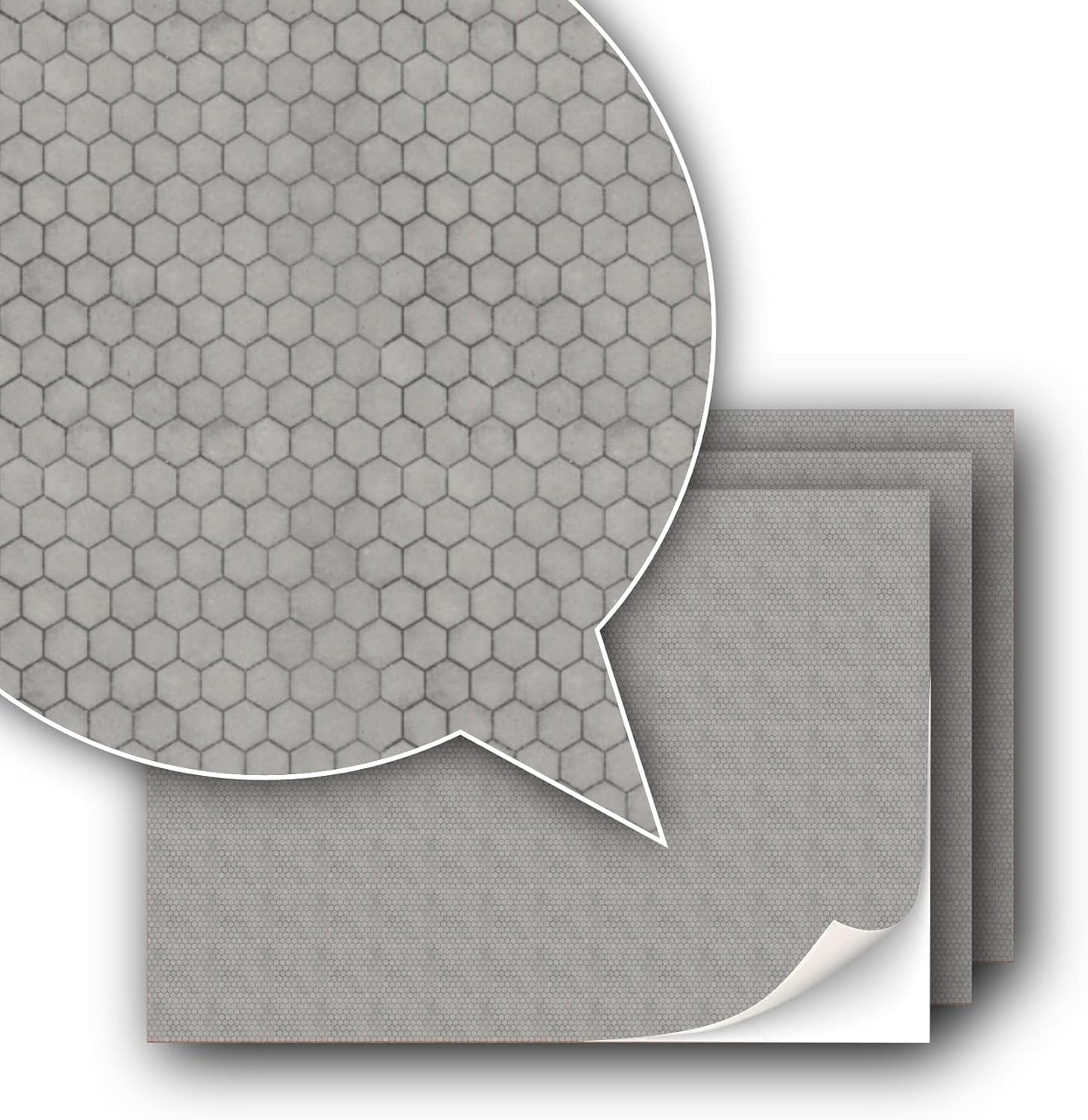 3 Sheets Self-Adhesive Decorative Film Paving Stones and Surfaces for Model Making in Scale 1:87 Scale H0 (UK: 3.5 mm Scale) (Concrete Hexagons)