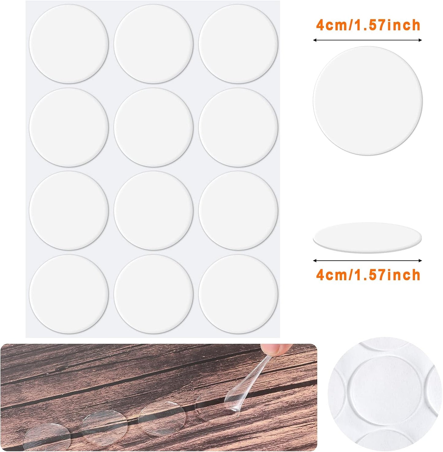 Zonon 60 Pcs Double Sided Adhesive Dots Clear Glue Point Tape Stickers Balloon Glue Round Mini No Traces Adhesive Sticker Dot Sticker for Classroom Decor Craft DIY Office (1.57 Inch/ 40 mm)