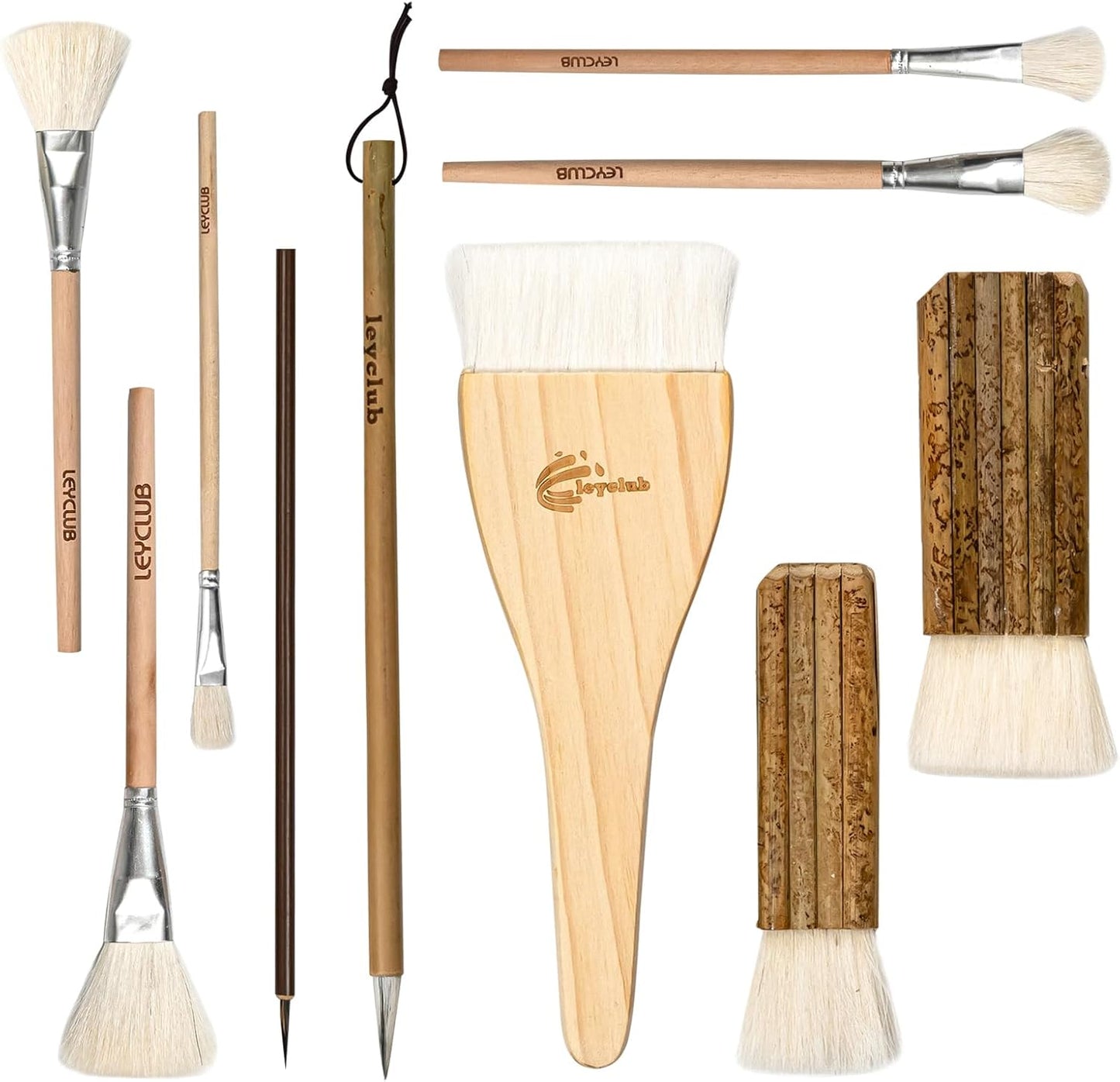 Pottery Glaze Brushes,10 PCS Painting Ceramic Brush Set, Different Shape Wool Soft Bristle for Ceramic Pottery Glazing Creation