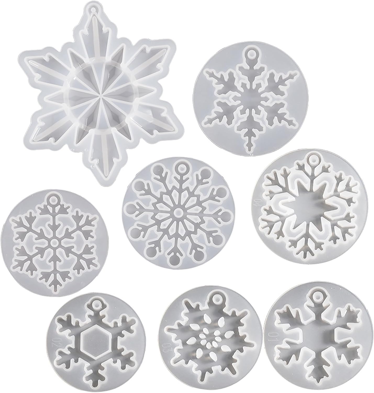8 Pack Pendant Molds Snowflake Resin Mold - Resin Casting Silicone Molds for Home Decor & Candle Making Wave Spiral Mold