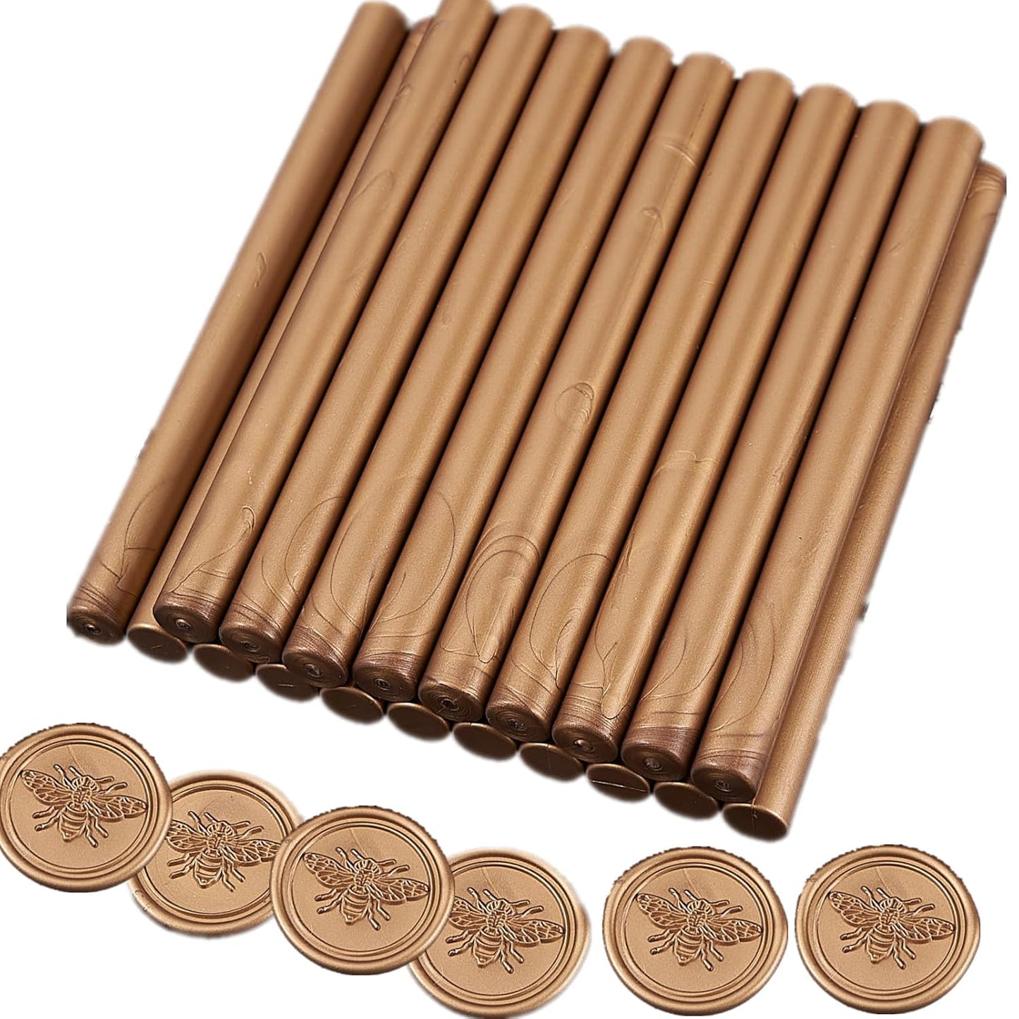 20pcs Bronze Wax Sealing Sticks, Antique Gold, for 0.28'' Glue Gun, Wax Seal Stamp, Wedding Invitations, Envelopes, Christmas Gifts