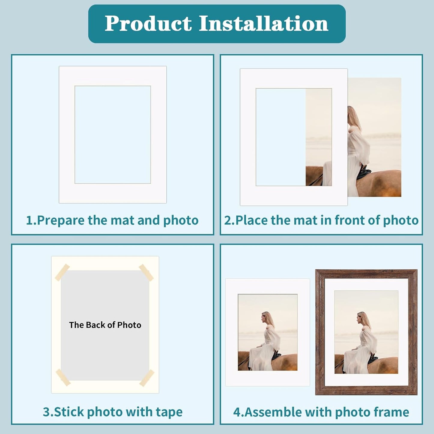 ZBEIVAN 12 Packs White and Black Colors 11x14 Picture Frame Mats for 8x10 Photos, Artworks and Prints, White Core Bevel Cut Frame Mattes