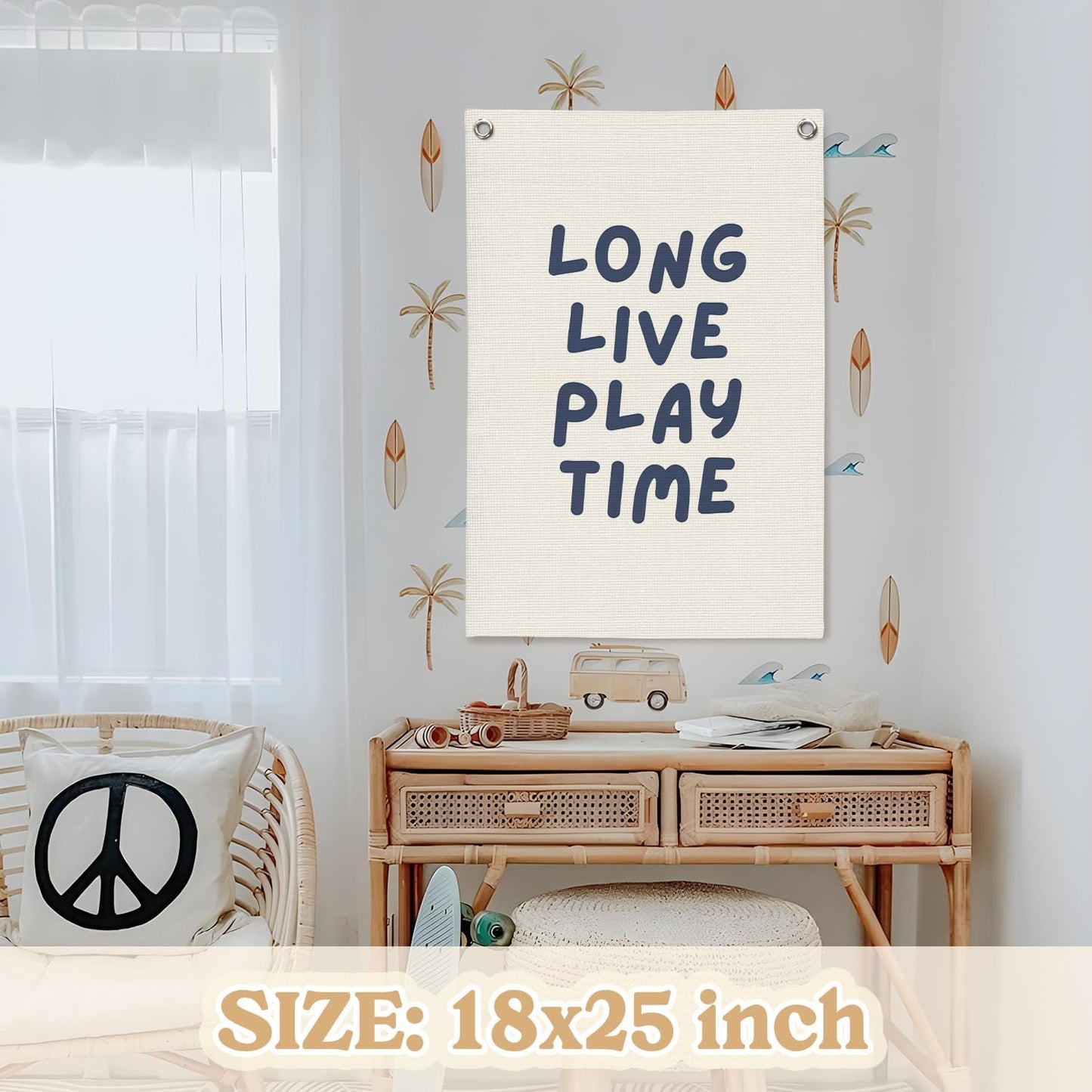 Play Room Wall Decor,Long Live Boyhood Linen Canvas Banner,Playroom Decor Wall Hanging Banner Flag Decor for Toddler Boy Kids Room Nursery Playroom Bedroom 18x25 Inch